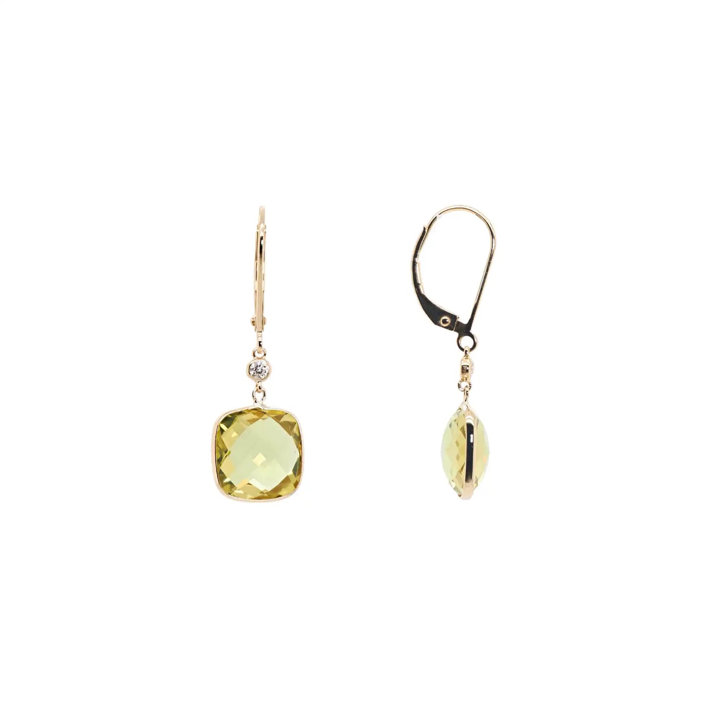 Jalokivikorvakorut | 14 ka keltakulta | Timantit ja sitruunakvartsit | Suokko Jalokivikorut | 24558-QL
