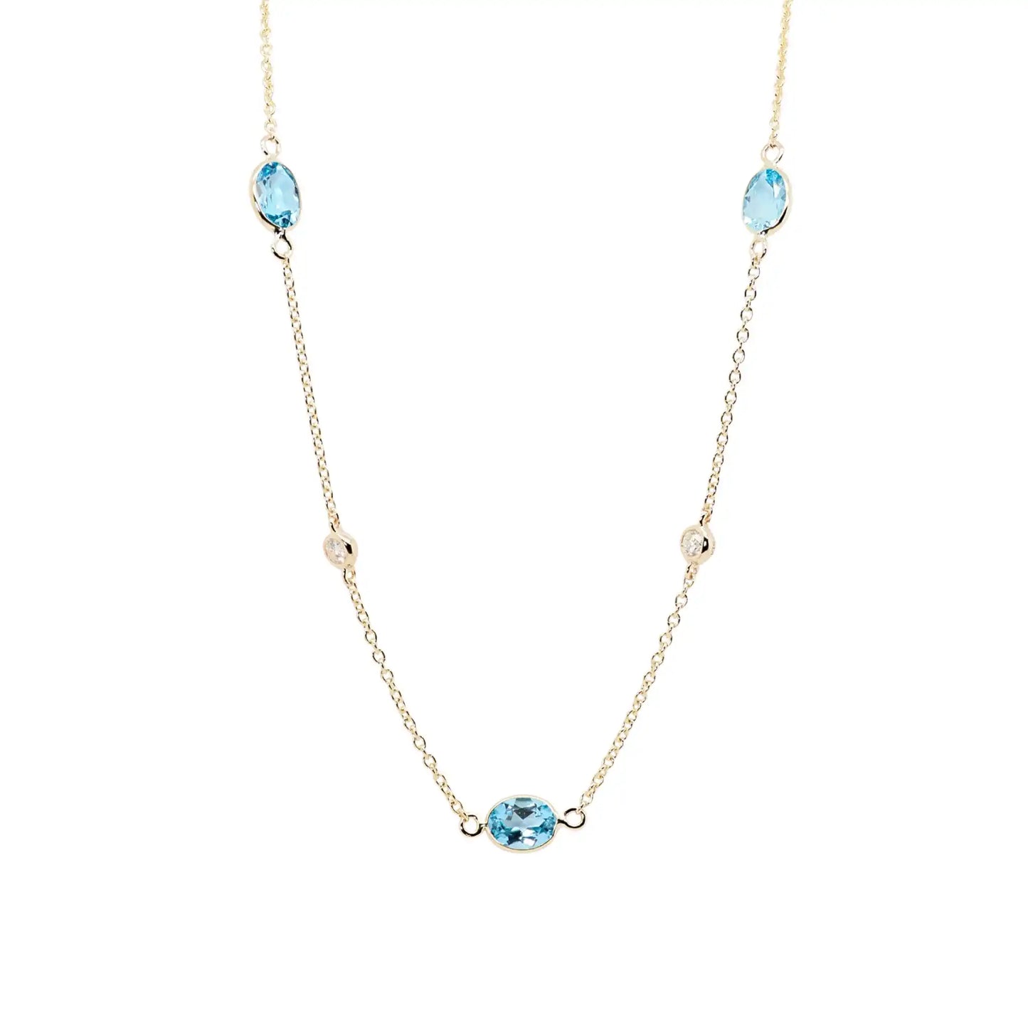 Jalokivikaulakoru | 14 ka keltakulta | Timantit ja siniset topaasit | Suokko Jalokivikorut | 44771-BTS3