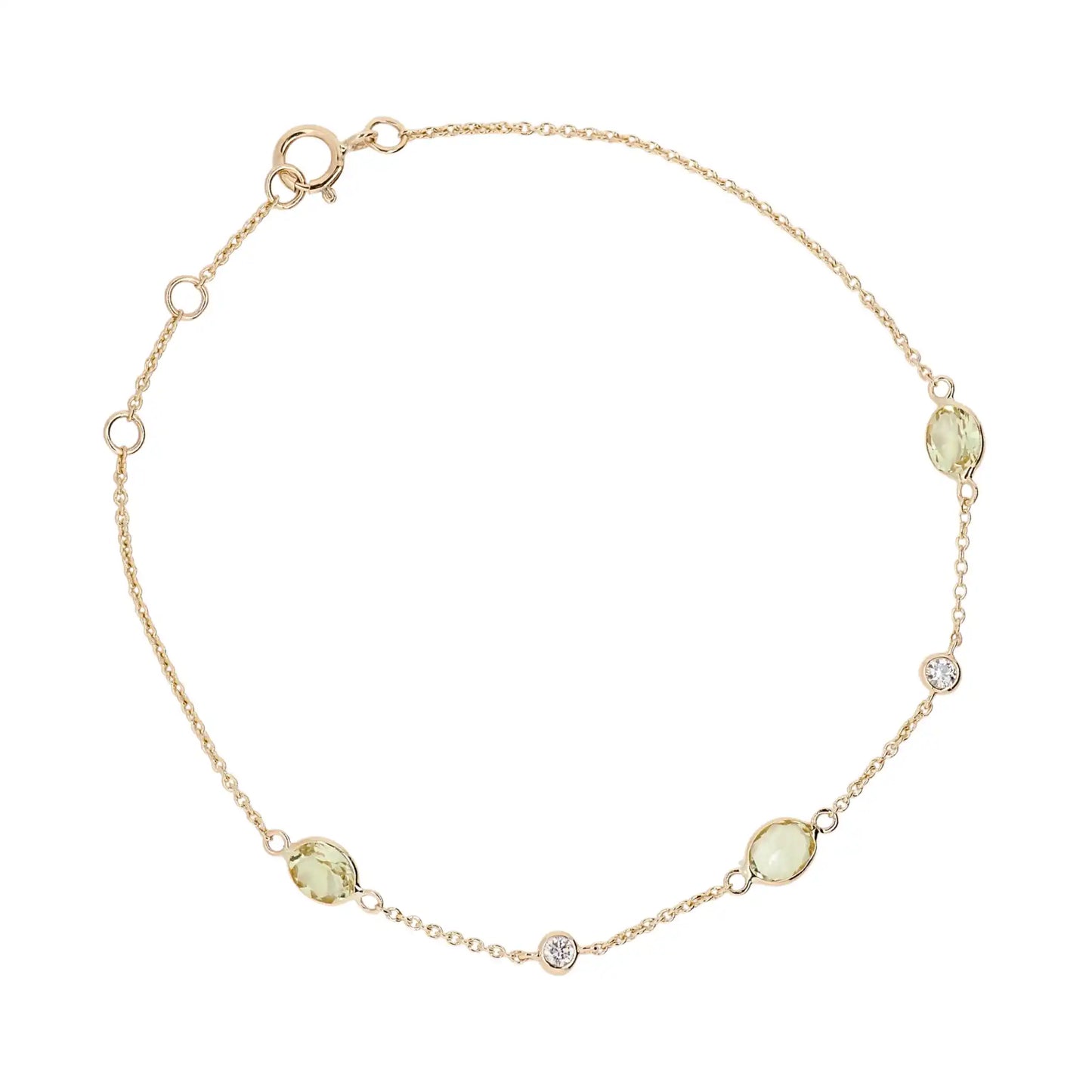 Jalokivirannekoru | 14 ka keltakulta | Timantit ja sitruunakvartsit | Suokko Jalokivikorut | 55924-QL11