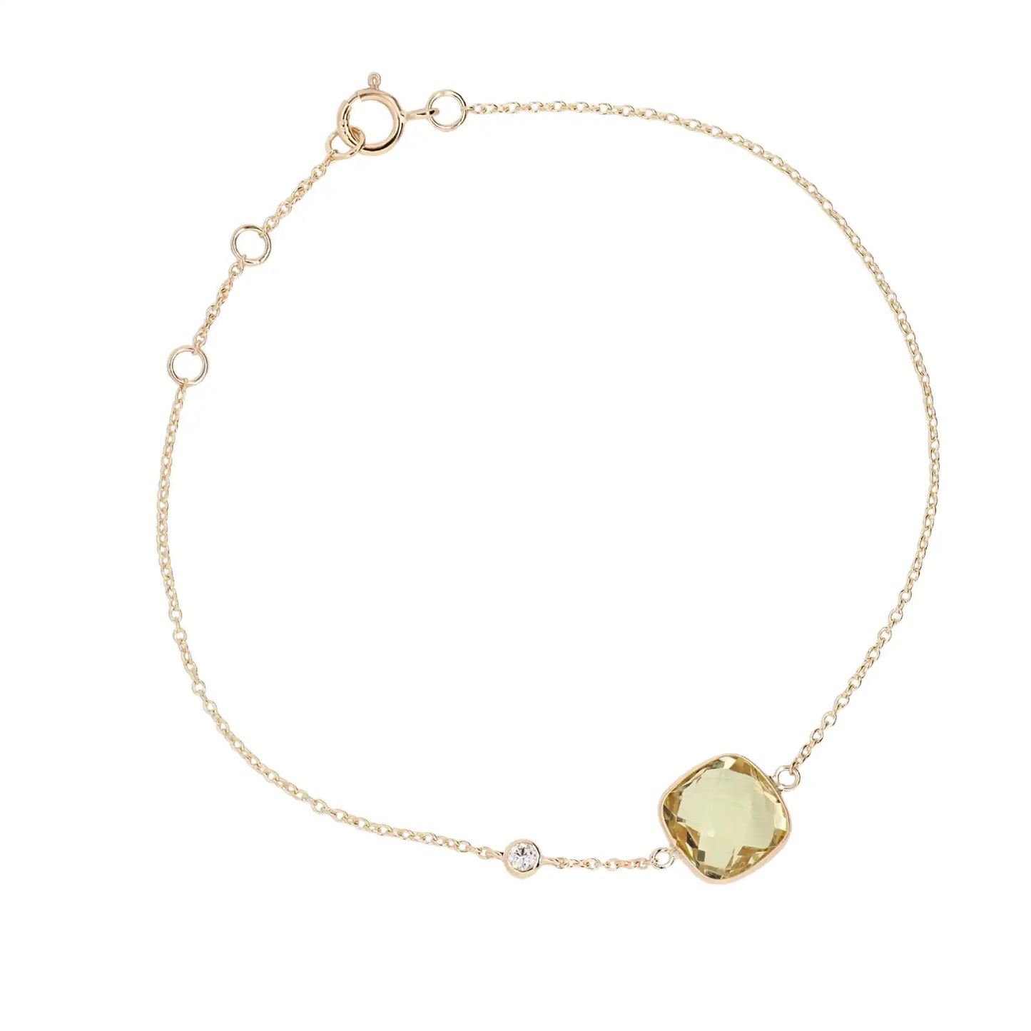 Jalokivirannekoru | 14 ka keltakulta | Timantti ja sitruunakvartsi | Suokko Jalokivikorut | 55938-QL5
