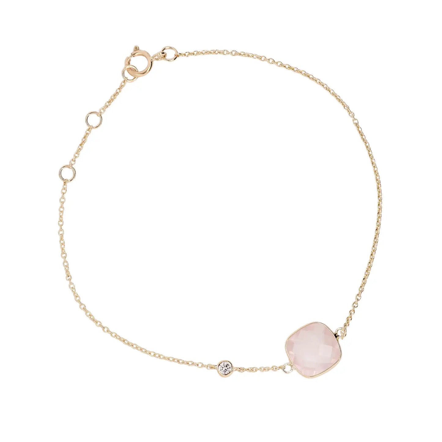 Jalokivirannekoru | 14 ka keltakulta | Timantti ja ruusukvartsi | Suokko Jalokivikorut | 55938-QR5