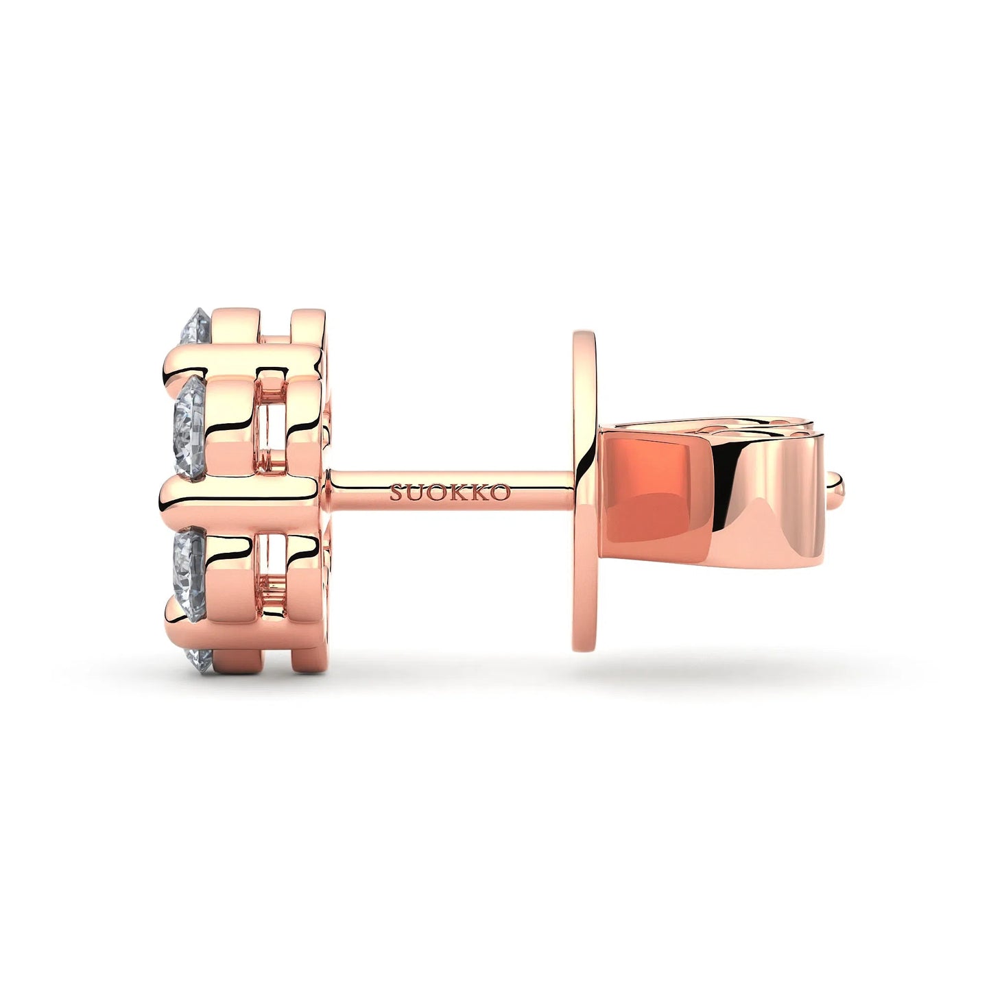 Suokko Timanttikorut -timanttikorvakorut rosakultaa, jossa istutettuna 14 timanttia. Tuotekoodi KE02060DM125