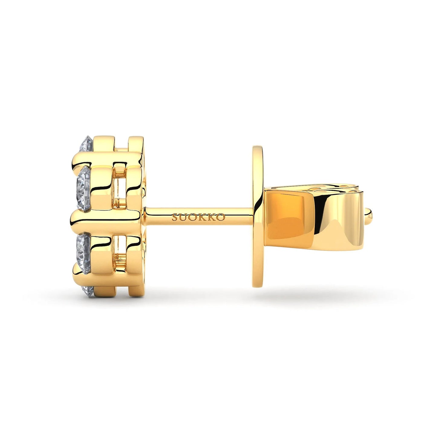 Suokko Timanttikorut -timanttikorvakorut keltakultaa, jossa istutettuna 14 timanttia. Tuotekoodi KE02060DM125