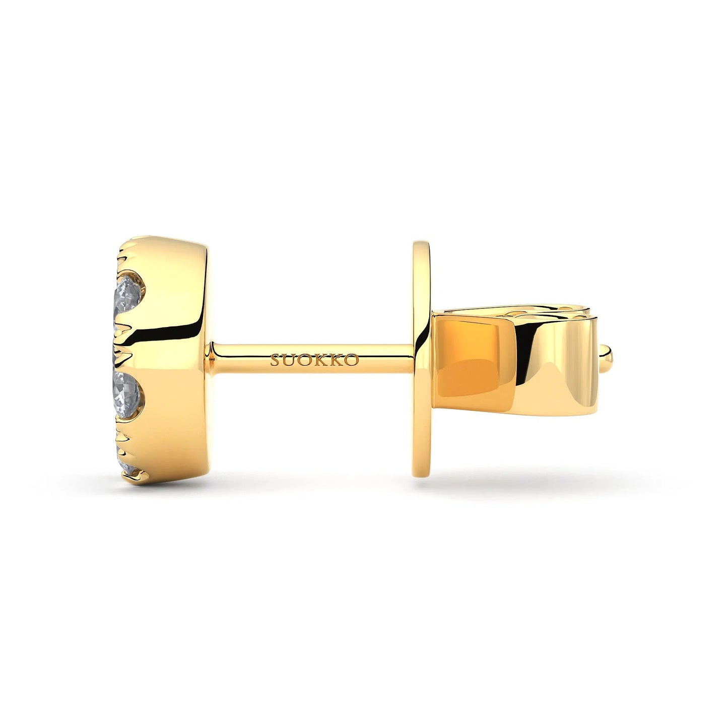 Suokko Timanttikorut -timanttikorvakorut keltakultaa, jossa istutettuna 16 timanttia. Tuotekoodi KE07335DM100A