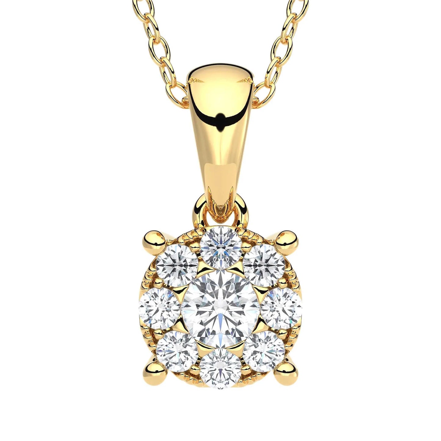 Suokko Timanttikorut -riipus keltakultaa, jossa istutettuna 9 timanttia. Tuotekoodi KP04868DM125