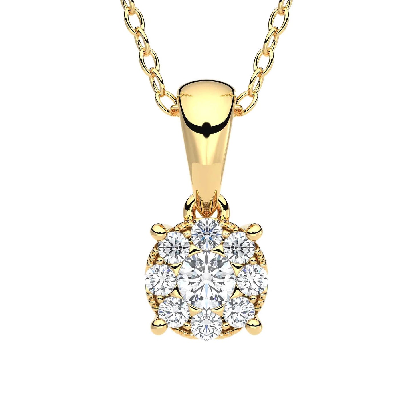 Suokko Timanttikorut -riipus keltakultaa, jossa istutettuna 9 timanttia. Tuotekoodi KP04868DM75