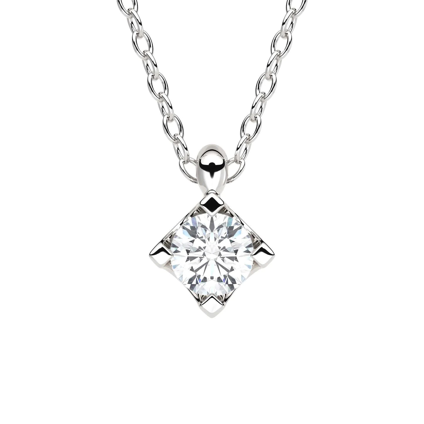 Suokko Timanttikorut -riipus valkokultaa, jossa istutettuna yksi timantti. Tuotekoodi KP05027A2