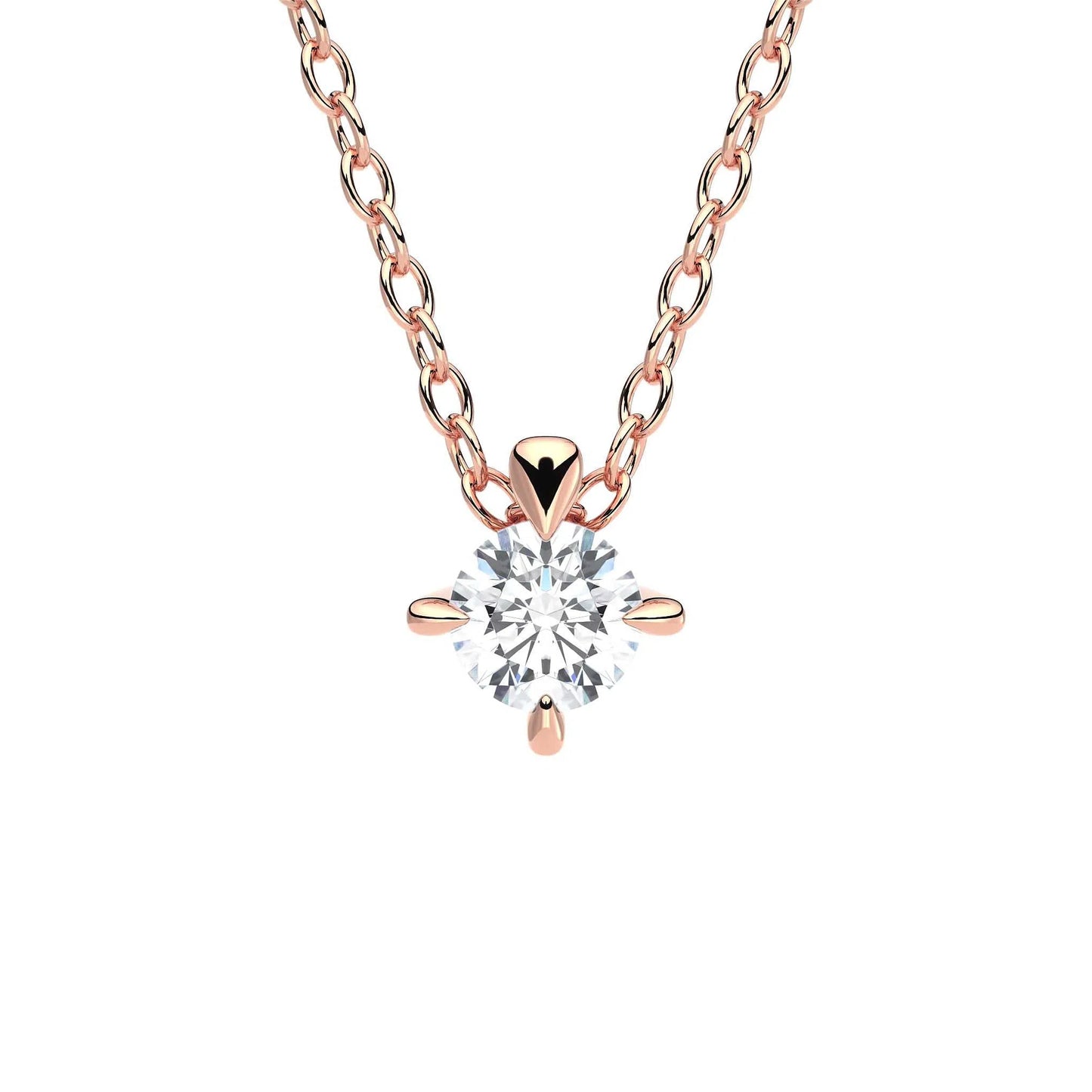 Suokko Timanttikorut -riipus rosakultaa, jossa istutettuna yksi timantti. Tuotekoodi KP05917