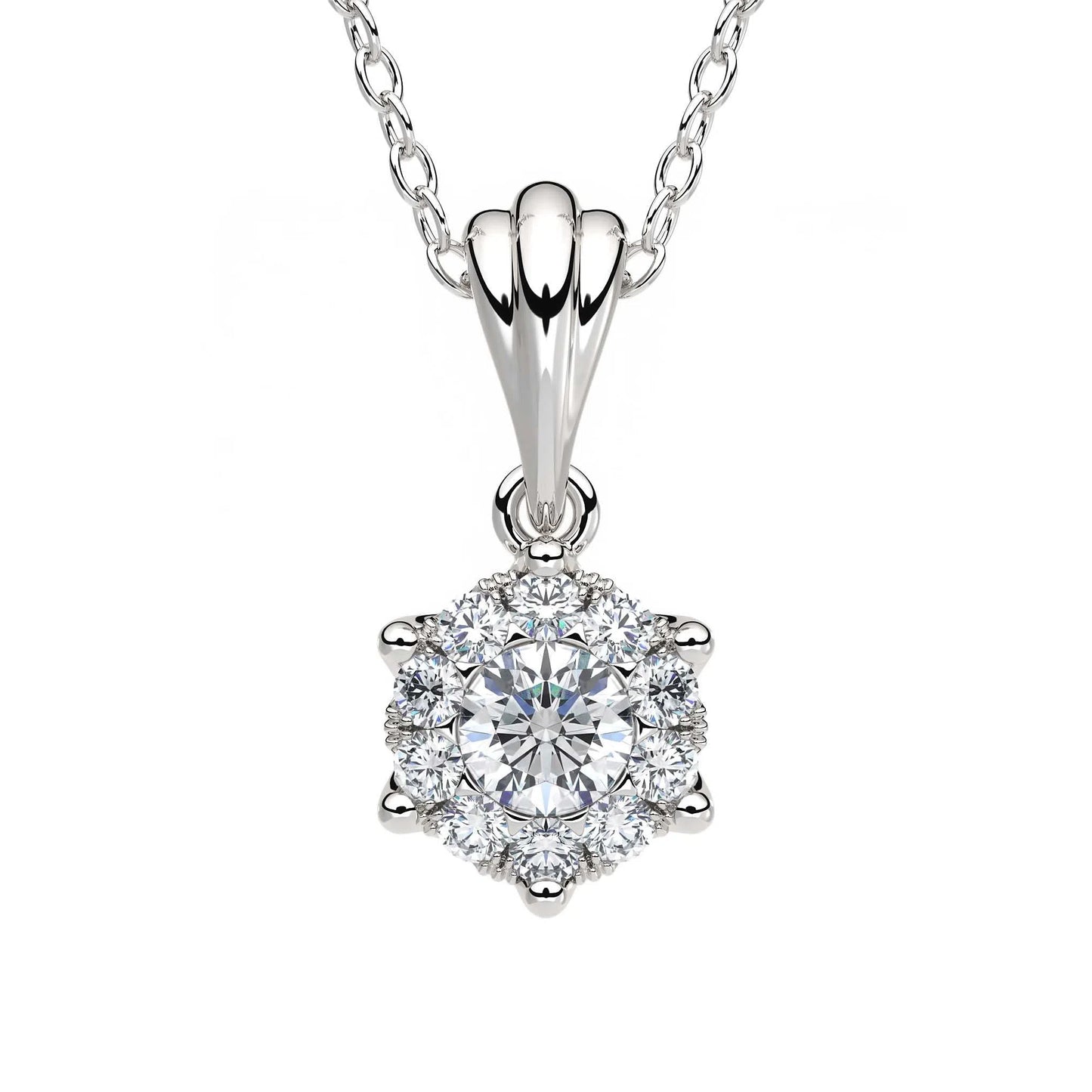 Suokko Timanttikorut -riipus valkokultaa, jossa istutettuna 11 timanttia. Tuotekoodi KP09685A