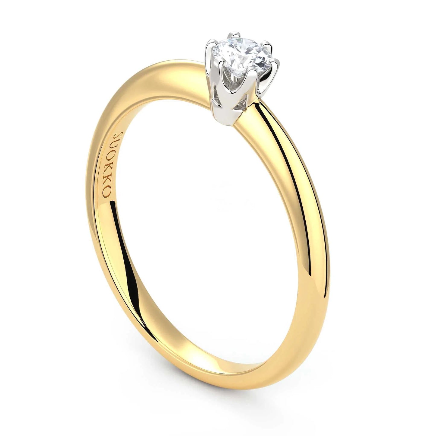 Suokko Timanttikorut -timanttisormus keltakultaa, jossa istutettuna yksi timantti. Tuotekoodi KR04390BR15