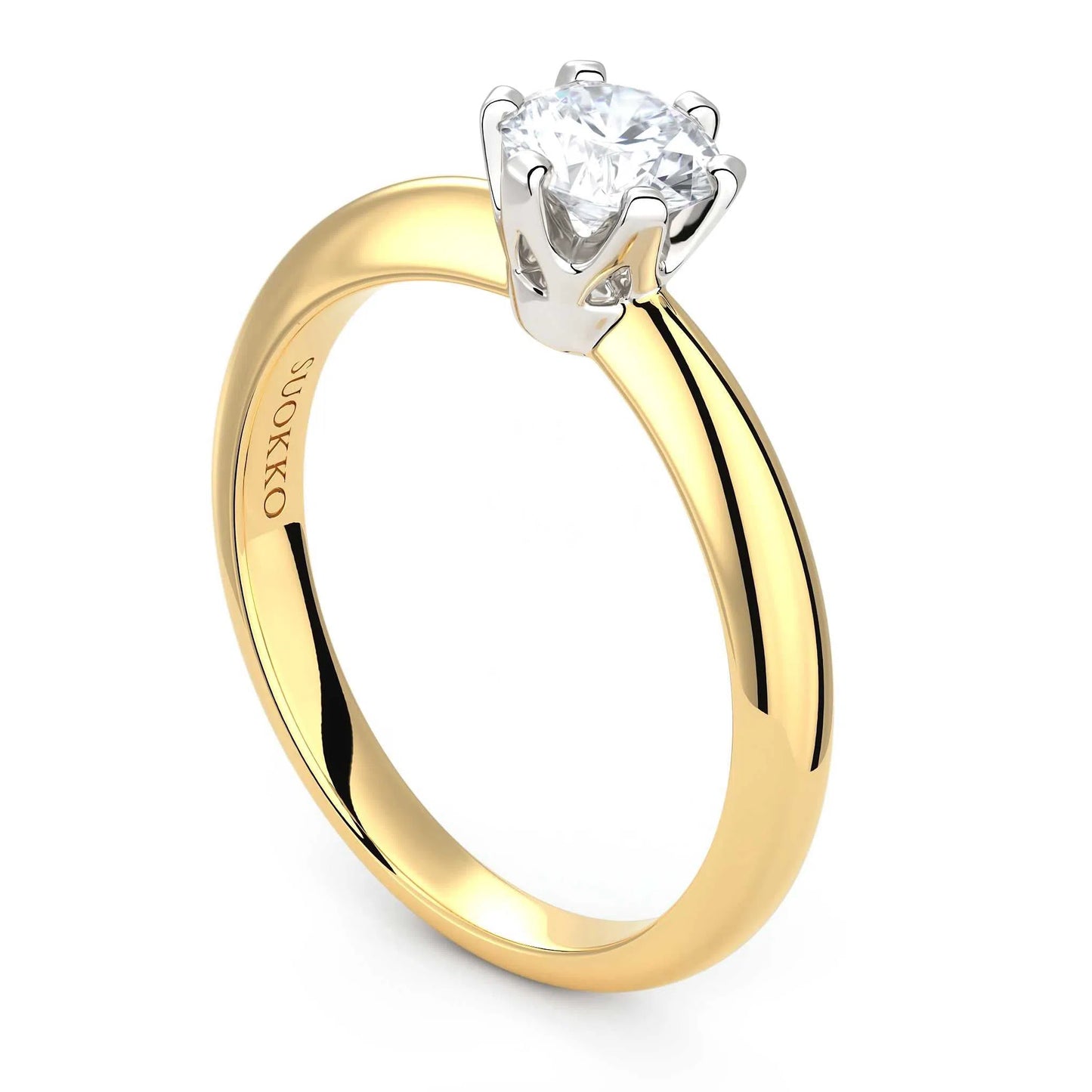 Suokko Timanttikorut -timanttisormus keltakultaa, jossa istutettuna yksi timantti. Tuotekoodi KR04390BR50