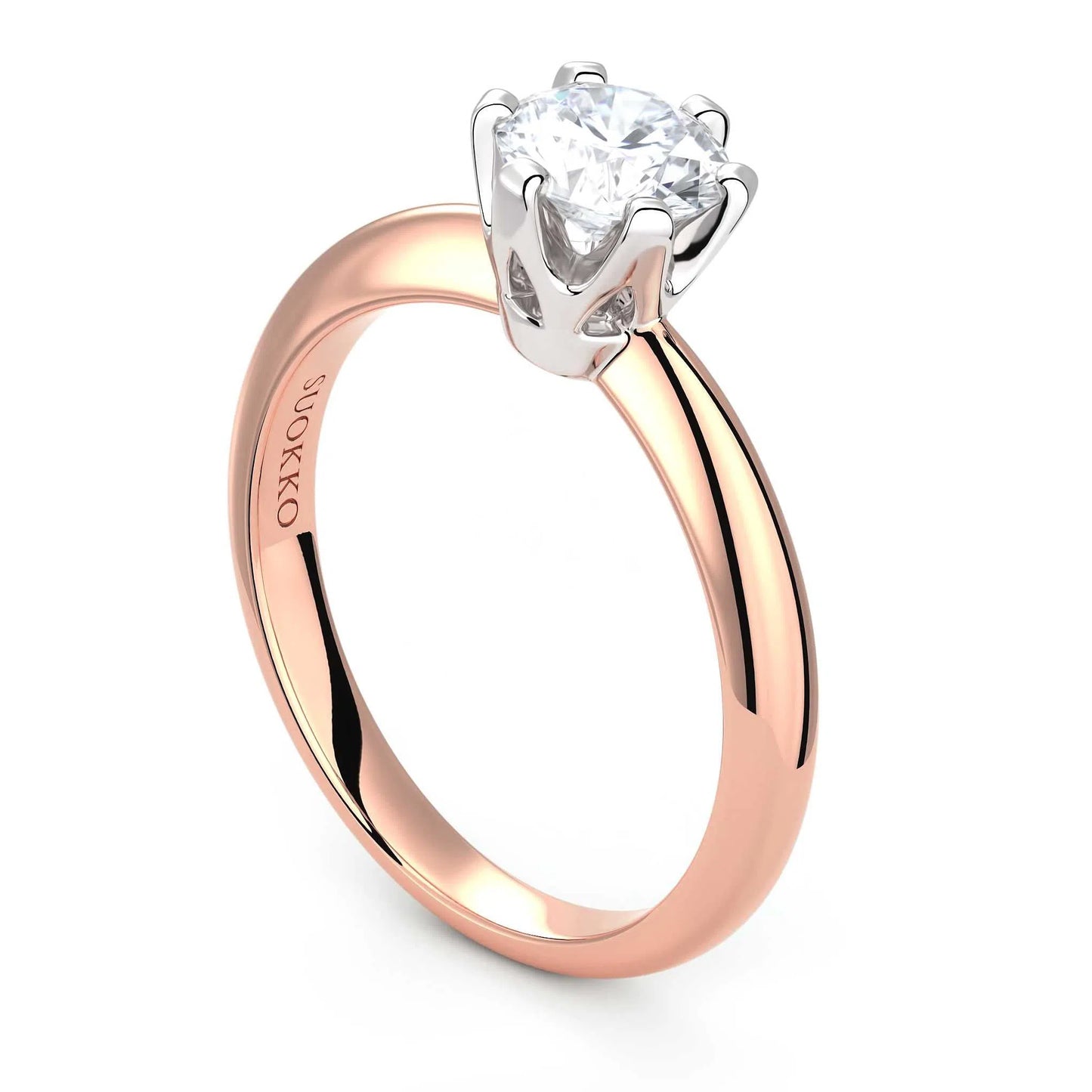 Suokko Timanttikorut -timanttisormus rosakultaa, jossa istutettuna yksi timantti. Tuotekoodi KR04390BR75