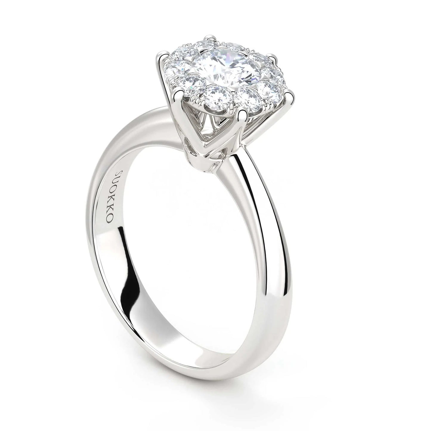 Suokko Timanttikorut -timanttisormus valkokultaa, jossa istutettuna 11 timanttia. Tuotekoodi KR06886DM200