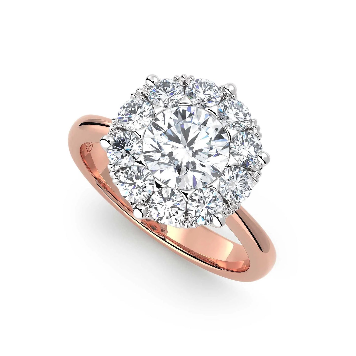 Suokko Timanttikorut -timanttisormus rosakultaa, jossa istutettuna 11 timanttia. Tuotekoodi KR06886DM550