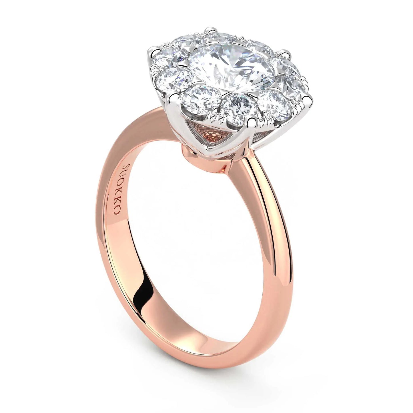 Suokko Timanttikorut -timanttisormus rosakultaa, jossa istutettuna 11 timanttia. Tuotekoodi KR06886DM550