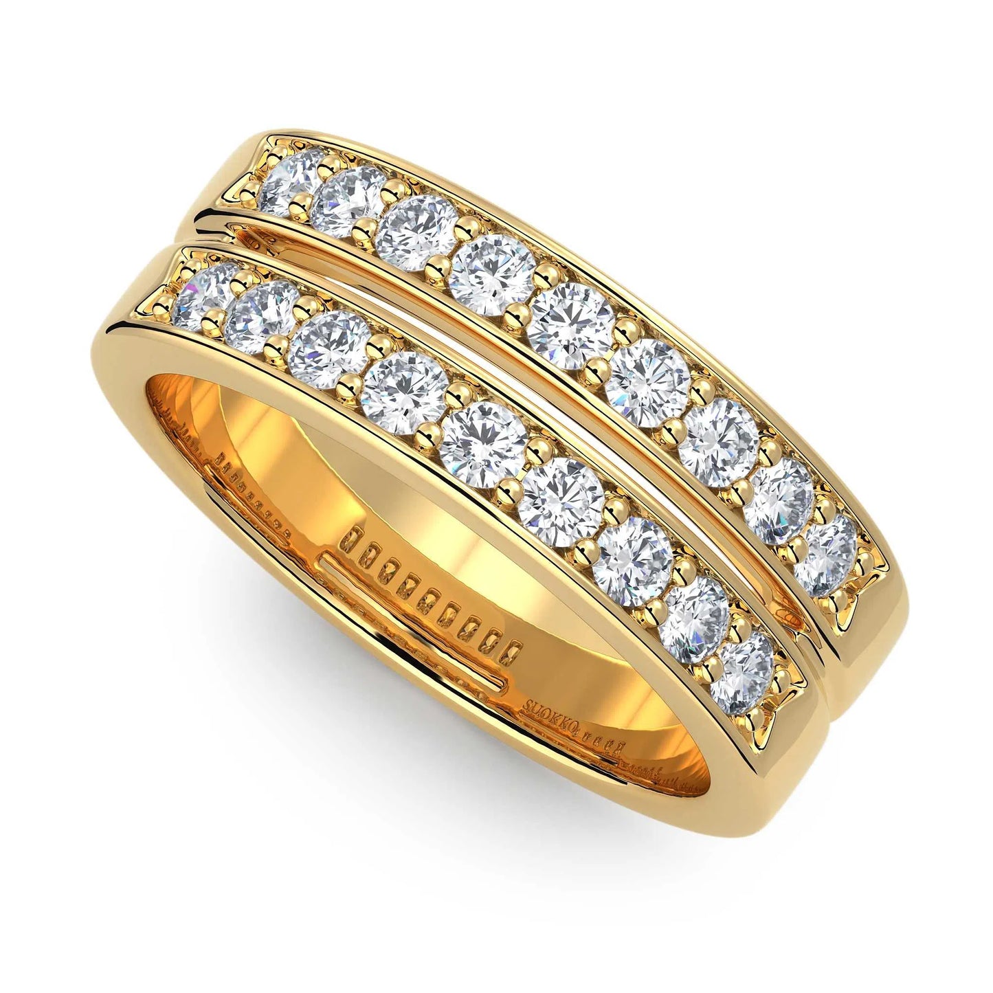 Suokko Timanttikorut -timanttisormus keltakultaa, jossa istutettuna 18 timanttia. Tuotekoodi KR09134