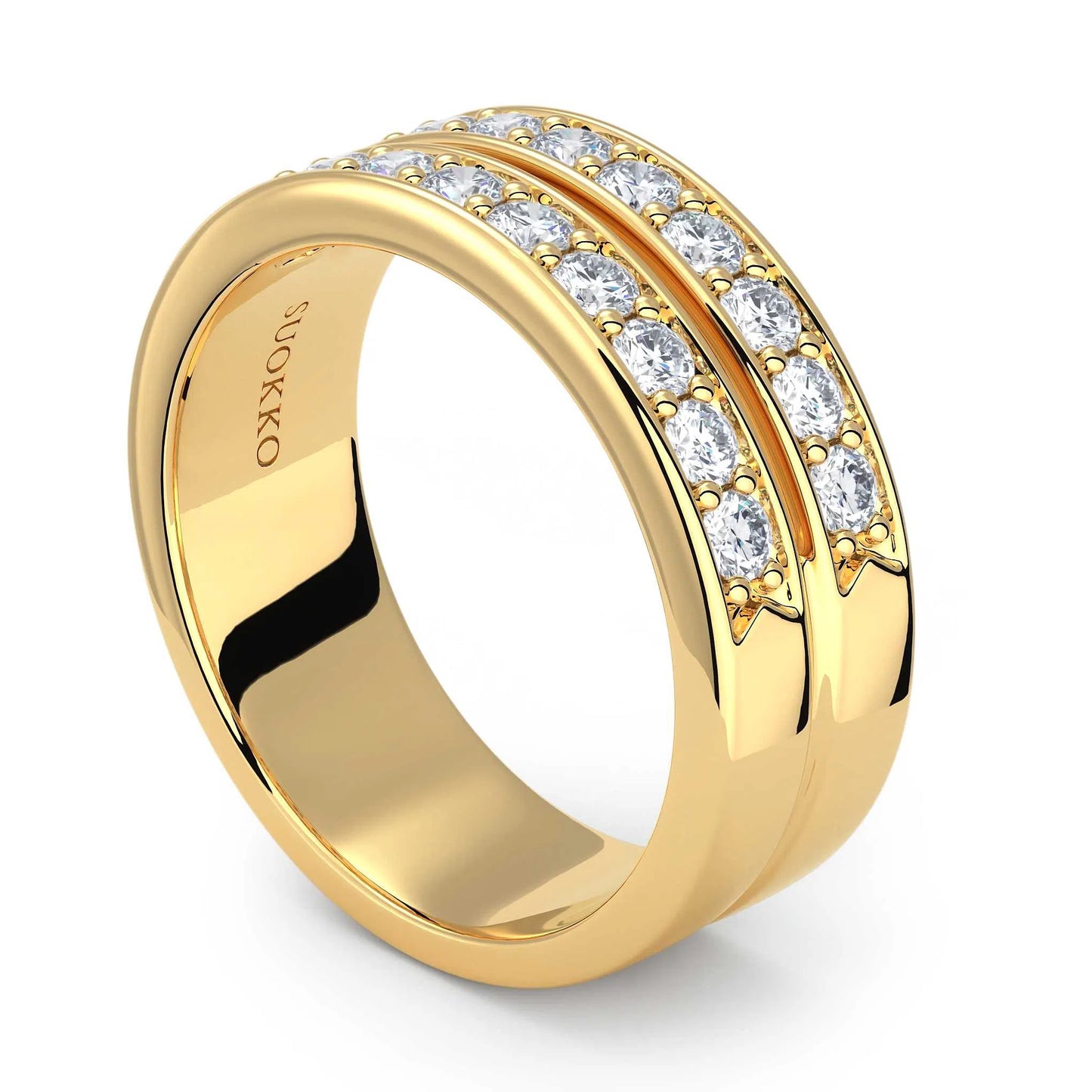 Suokko Timanttikorut -timanttisormus keltakultaa, jossa istutettuna 18 timanttia. Tuotekoodi KR09134