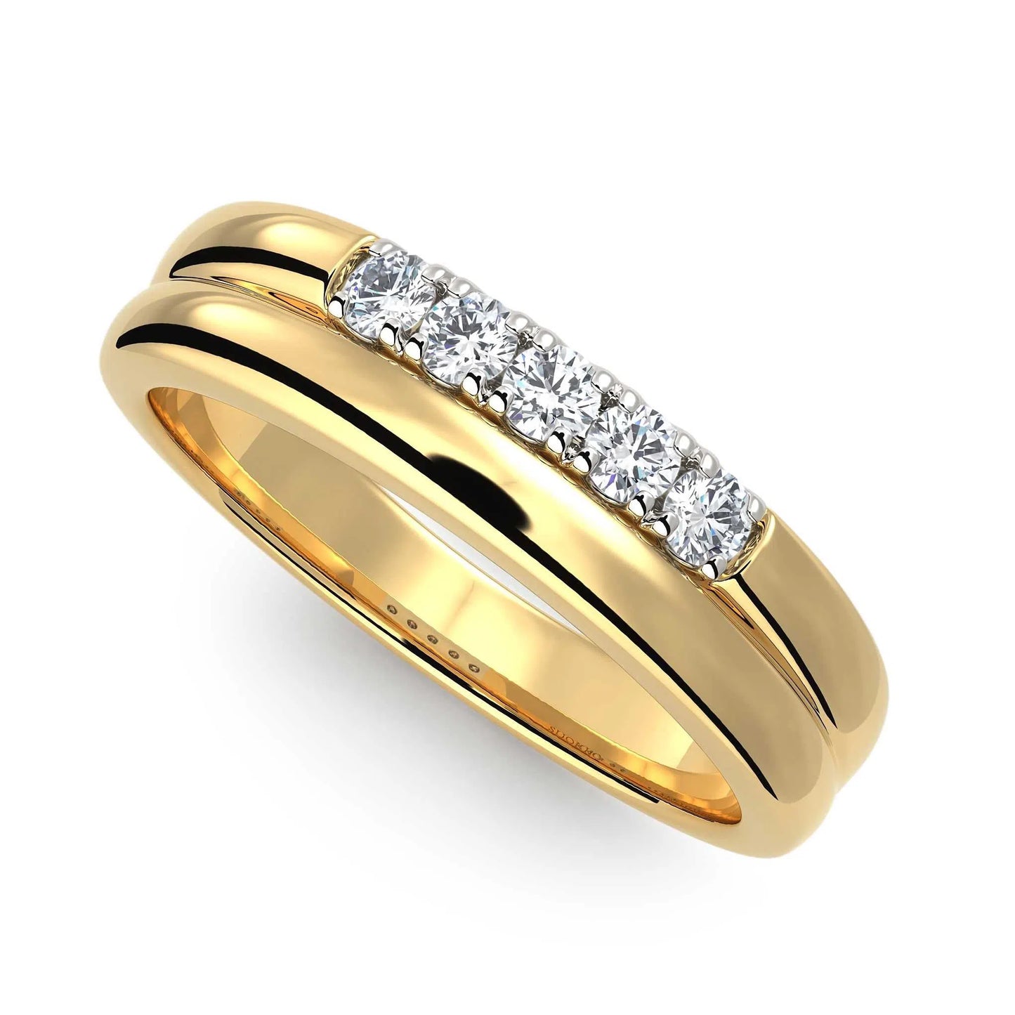 Suokko Timanttikorut -timanttisormus keltakultaa, jossa istutettuna 5 timanttia. Tuotekoodi KR09136