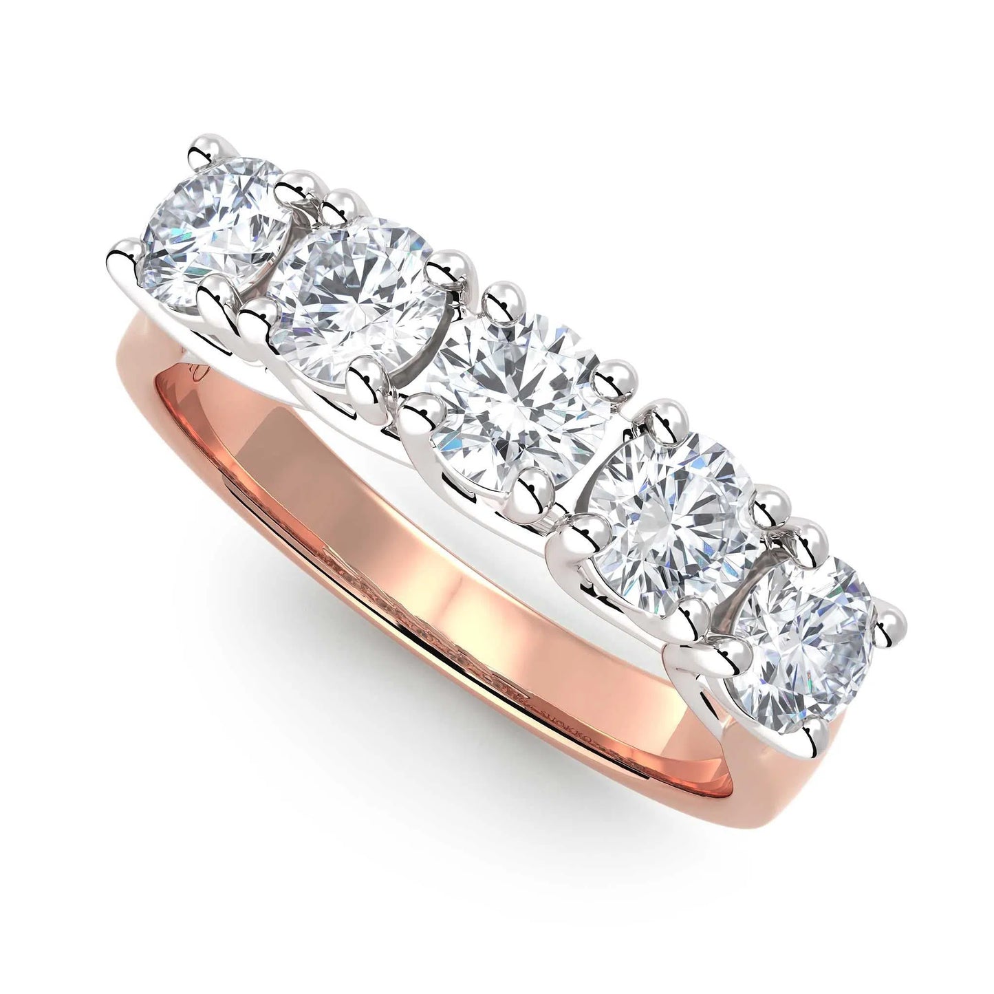 Suokko Timanttikorut -timanttisormus rosakultaa, jossa istutettuna 5 timanttia. Tuotekoodi KR09139