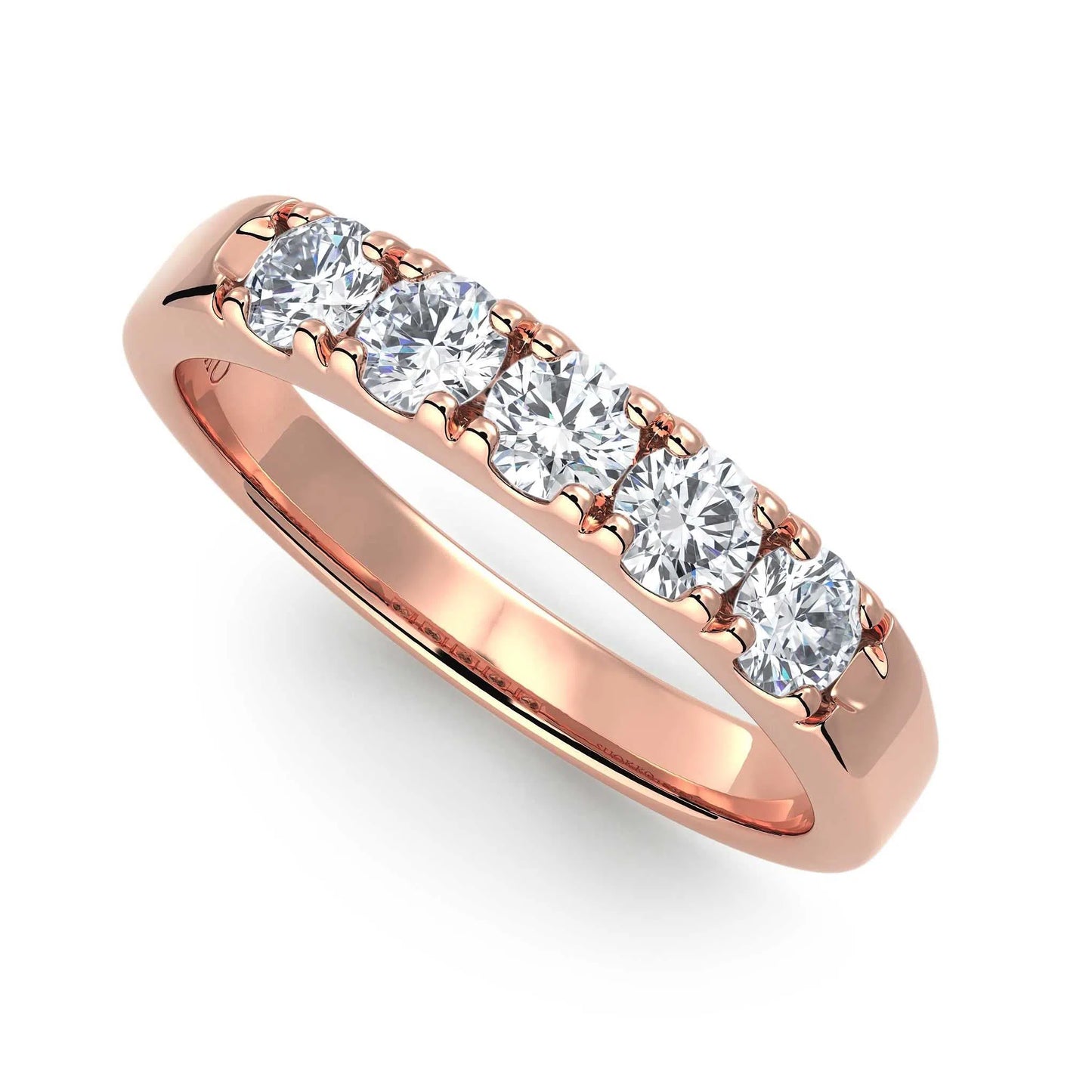 Suokko Timanttikorut -timanttisormus rosakultaa, jossa istutettuna 5 timanttia. Tuotekoodi KR09148