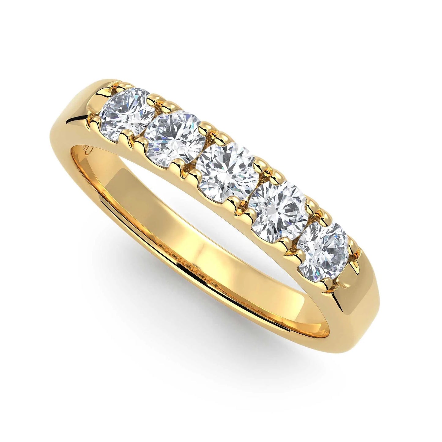 Suokko Timanttikorut -timanttisormus keltakultaa, jossa istutettuna 5 timanttia. Tuotekoodi KR09148