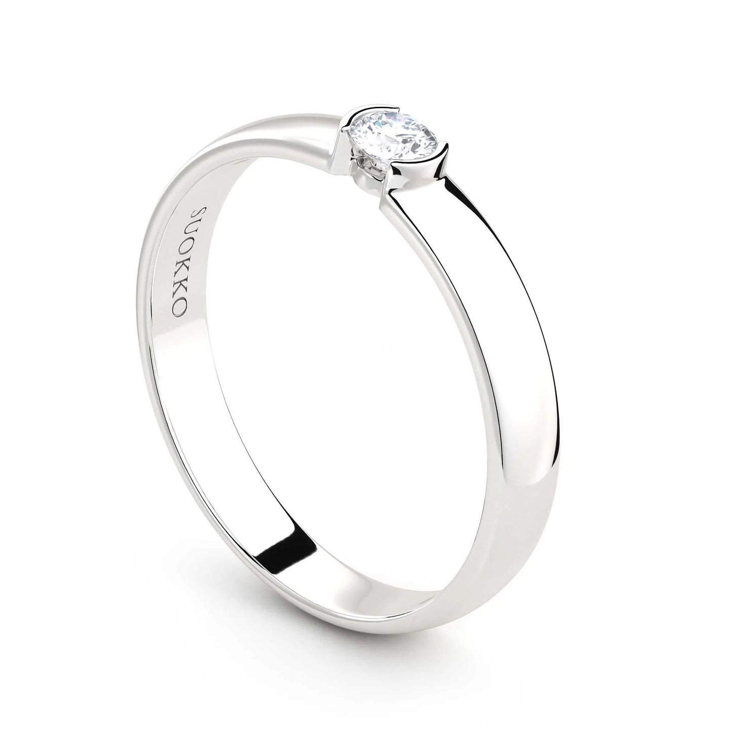 Suokko Timanttikorut -timanttisormus valkokultaa, jossa istutettuna yksi timantti. Tuotekoodi KR09149BR10