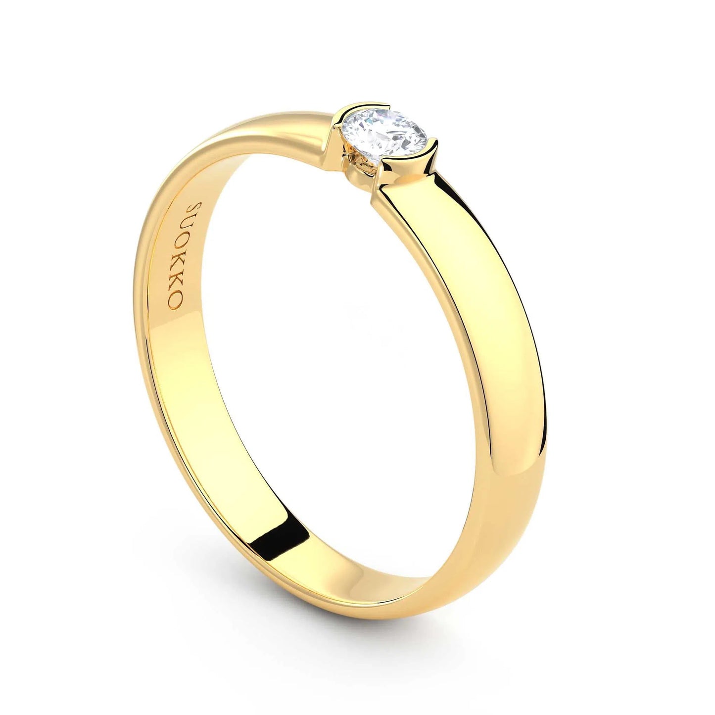 Suokko Timanttikorut -timanttisormus keltakultaa, jossa istutettuna yksi timantti. Tuotekoodi KR09149BR10