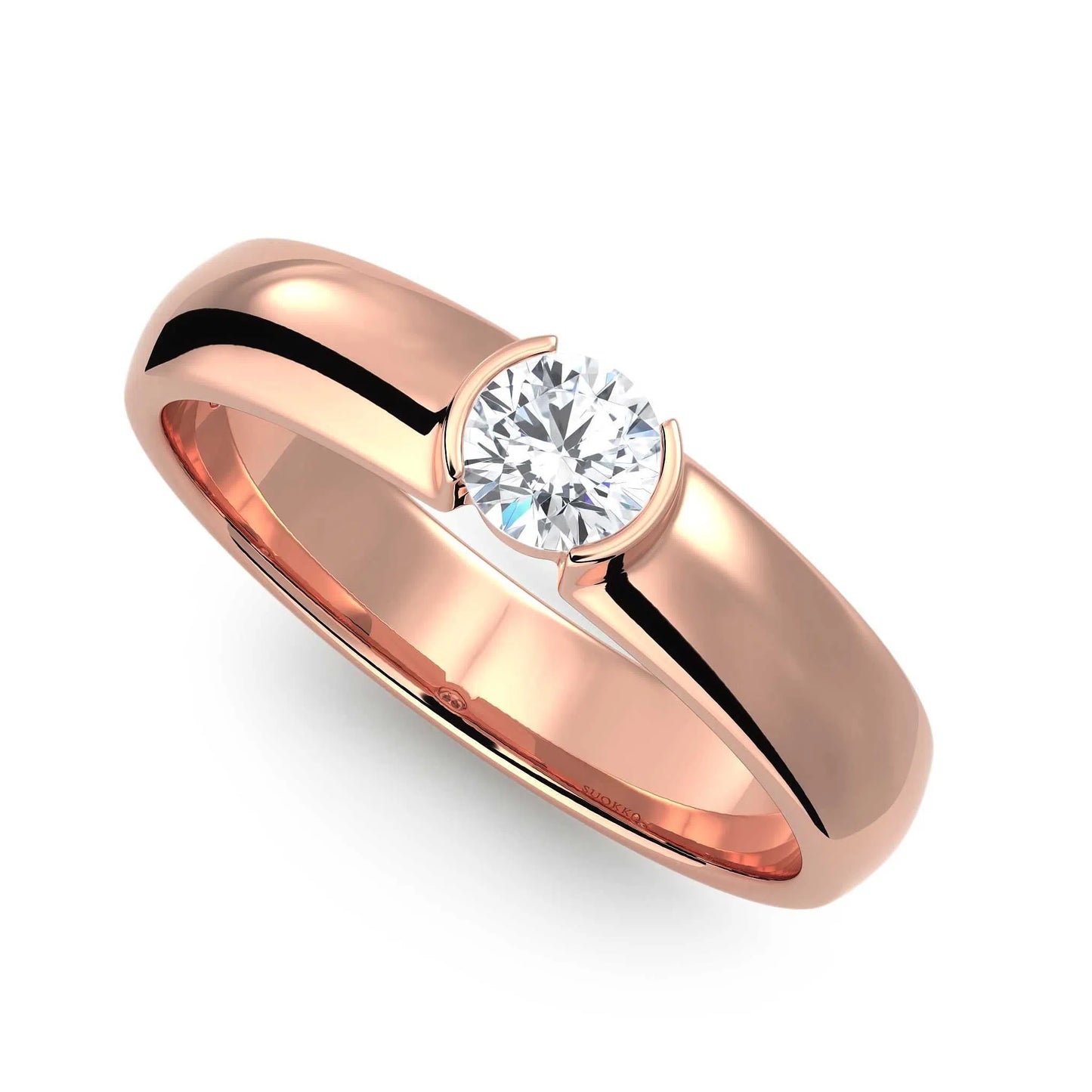 Suokko Timanttikorut -timanttisormus rosakultaa, jossa istutettuna yksi timantti. Tuotekoodi KR09149BR23