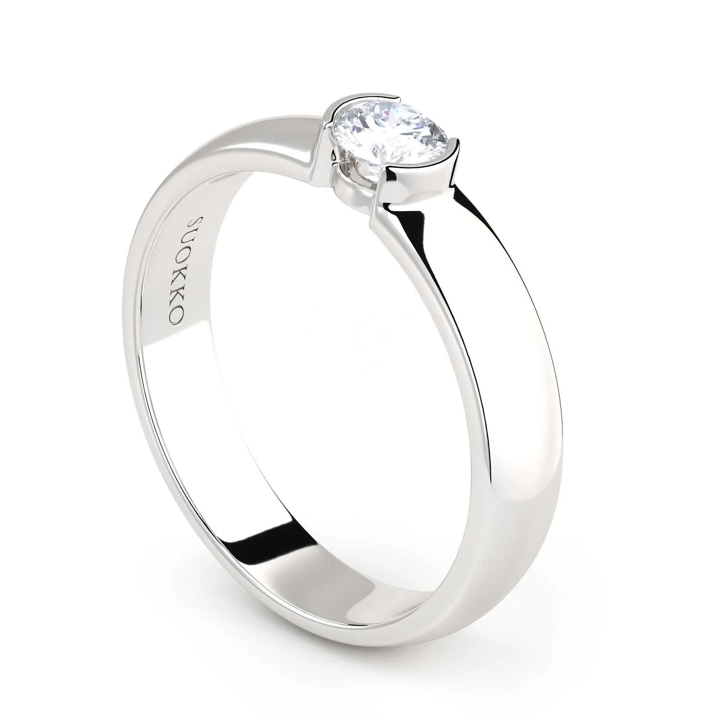 Suokko Timanttikorut -timanttisormus valkokultaa, jossa istutettuna yksi timantti. Tuotekoodi KR09149BR23