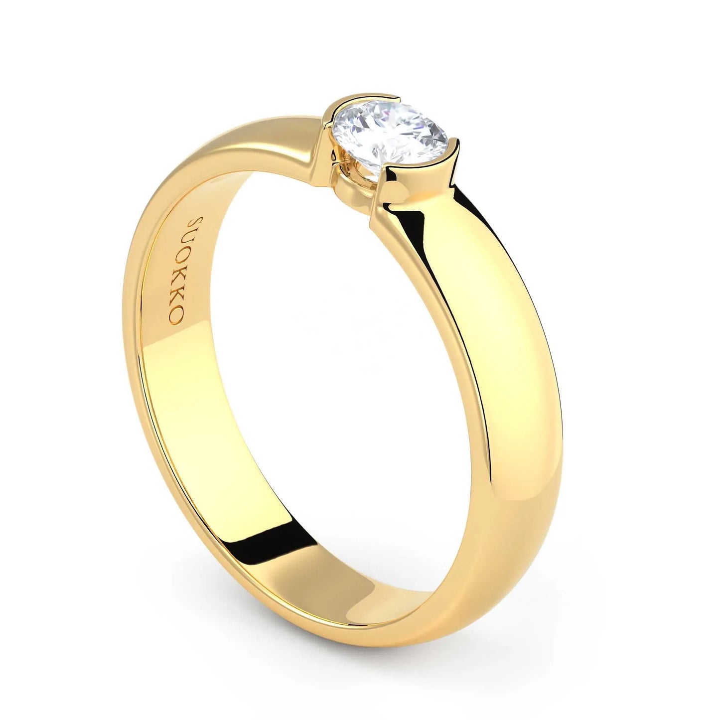 Suokko Timanttikorut -timanttisormus keltakultaa, jossa istutettuna yksi timantti. Tuotekoodi KR09149BR23