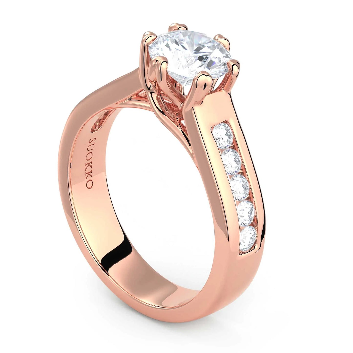 Suokko Timanttikorut -timanttisormus rosakultaa, jossa istutettuna 11 timanttia. Tuotekoodi KR09152BR100A