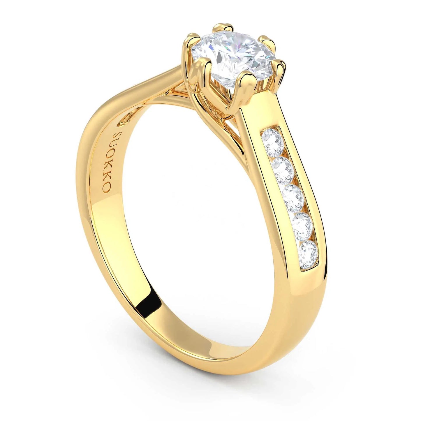 Suokko Timanttikorut -timanttisormus keltakultaa, jossa istutettuna 11 timanttia. Tuotekoodi KR09152BR50