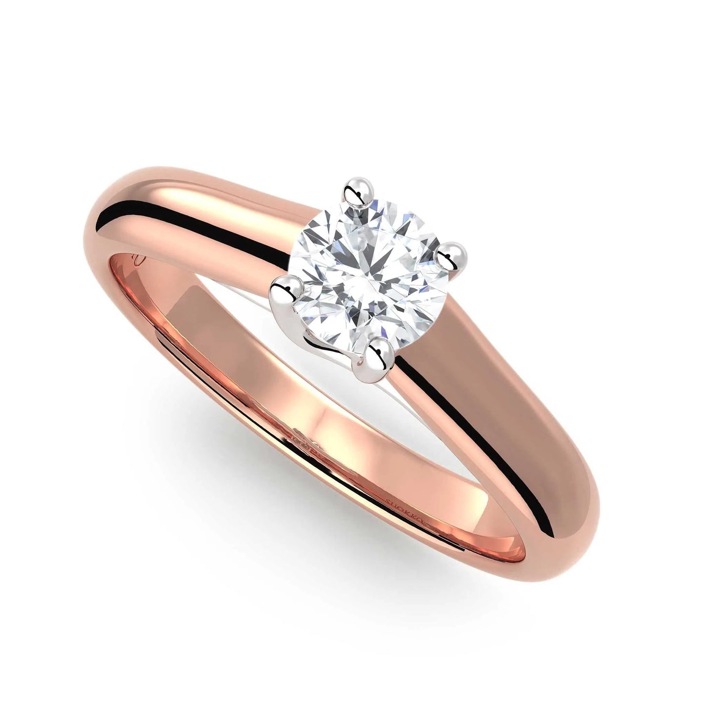 Suokko Timanttikorut -timanttisormus rosakultaa, jossa istutettuna yksi timantti. Tuotekoodi KR09153BR45
