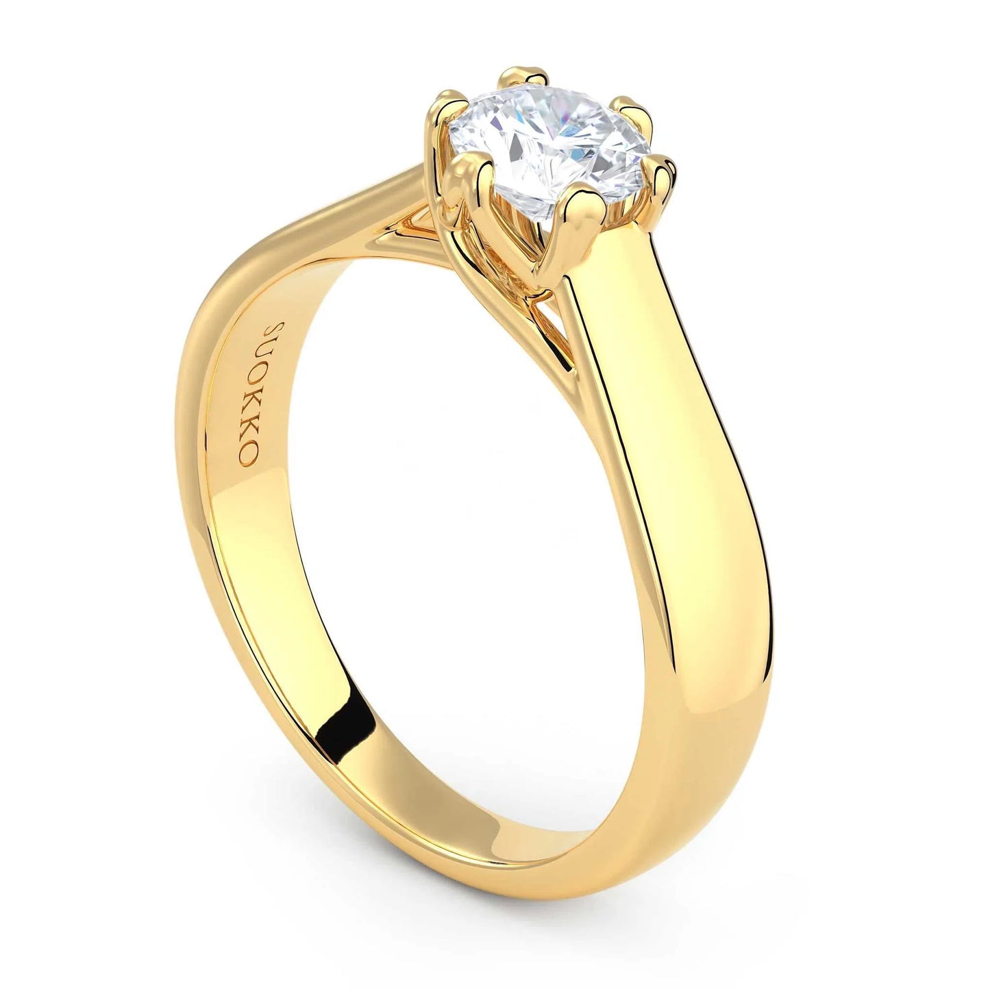 Suokko Timanttikorut -timanttisormus keltakultaa, jossa istutettuna yksi timantti. Tuotekoodi KR09159BR50