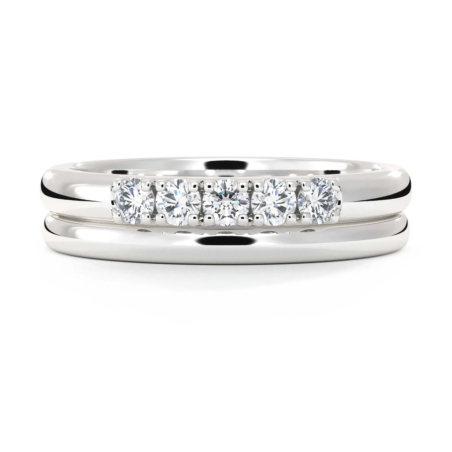 Suokko Timanttikorut -timanttisormus valkokultaa, jossa istutettuna 5 timanttia. Tuotekoodi KR09162