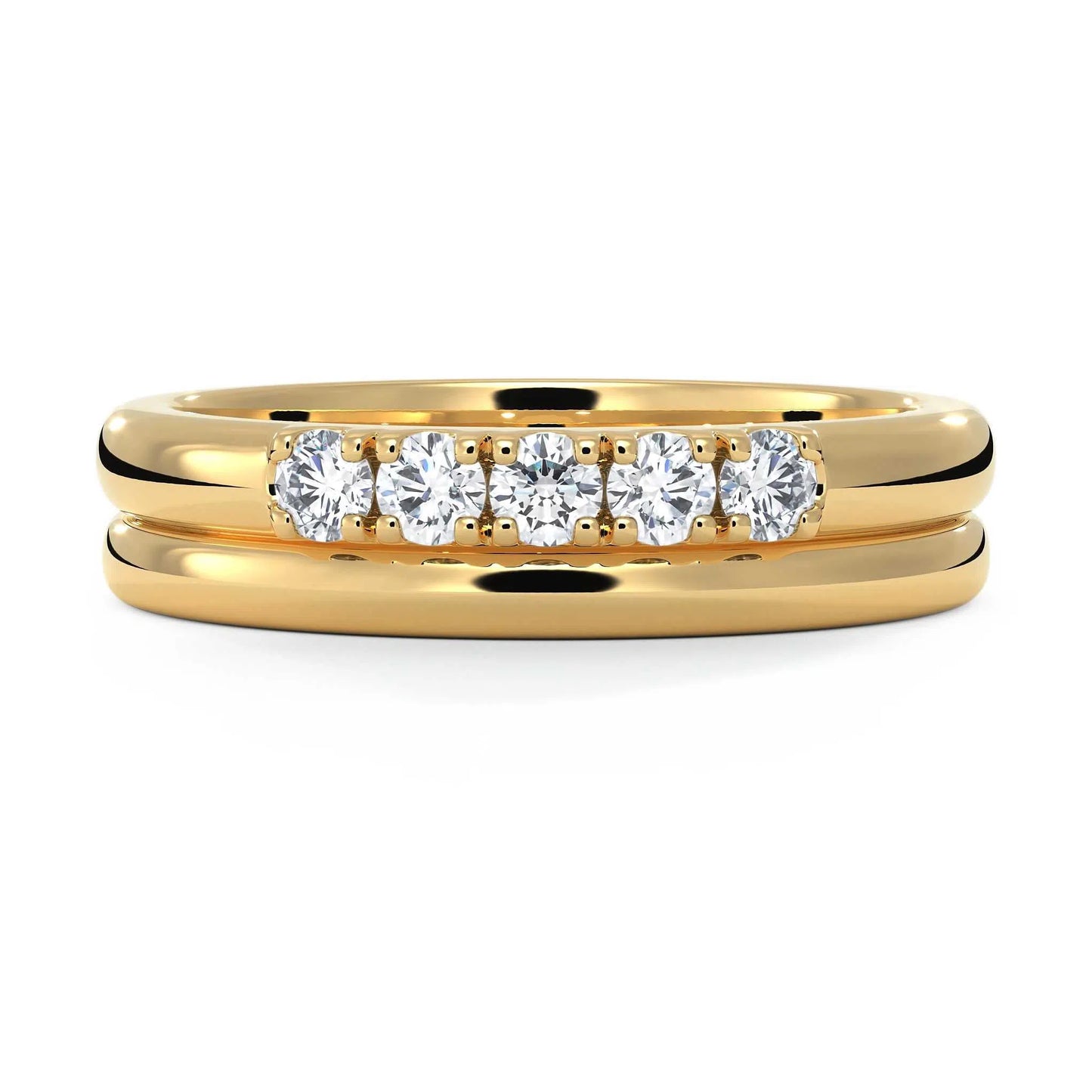 Suokko Timanttikorut -timanttisormus keltakultaa, jossa istutettuna 5 timanttia. Tuotekoodi KR09162