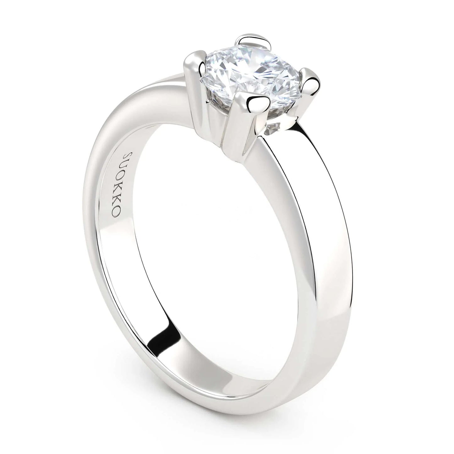 Suokko Timanttikorut -timanttisormus valkokultaa, jossa istutettuna yksi timantti. Tuotekoodi KR09164BR80