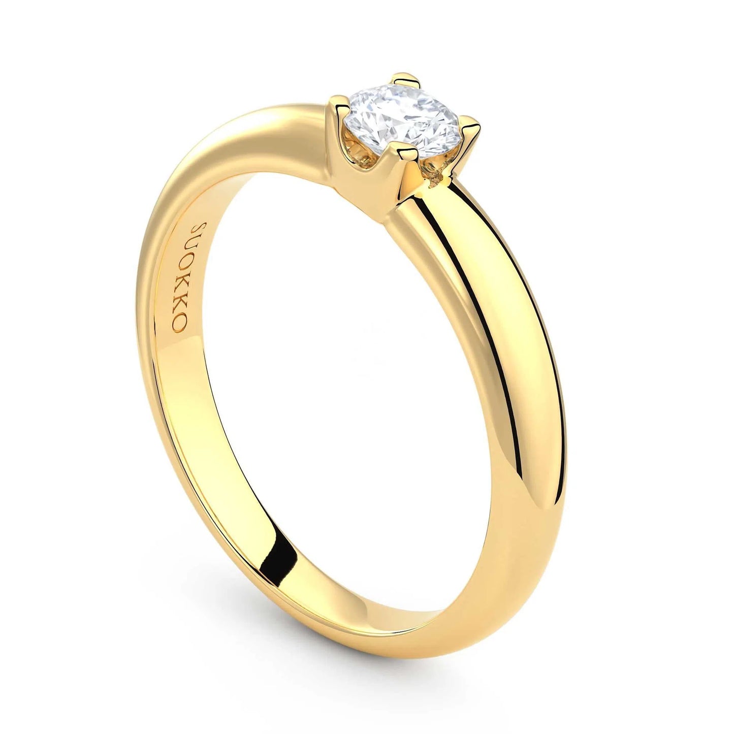 Suokko Timanttikorut -timanttisormus keltakultaa, jossa istutettuna yksi timantti. Tuotekoodi KR09165BR23