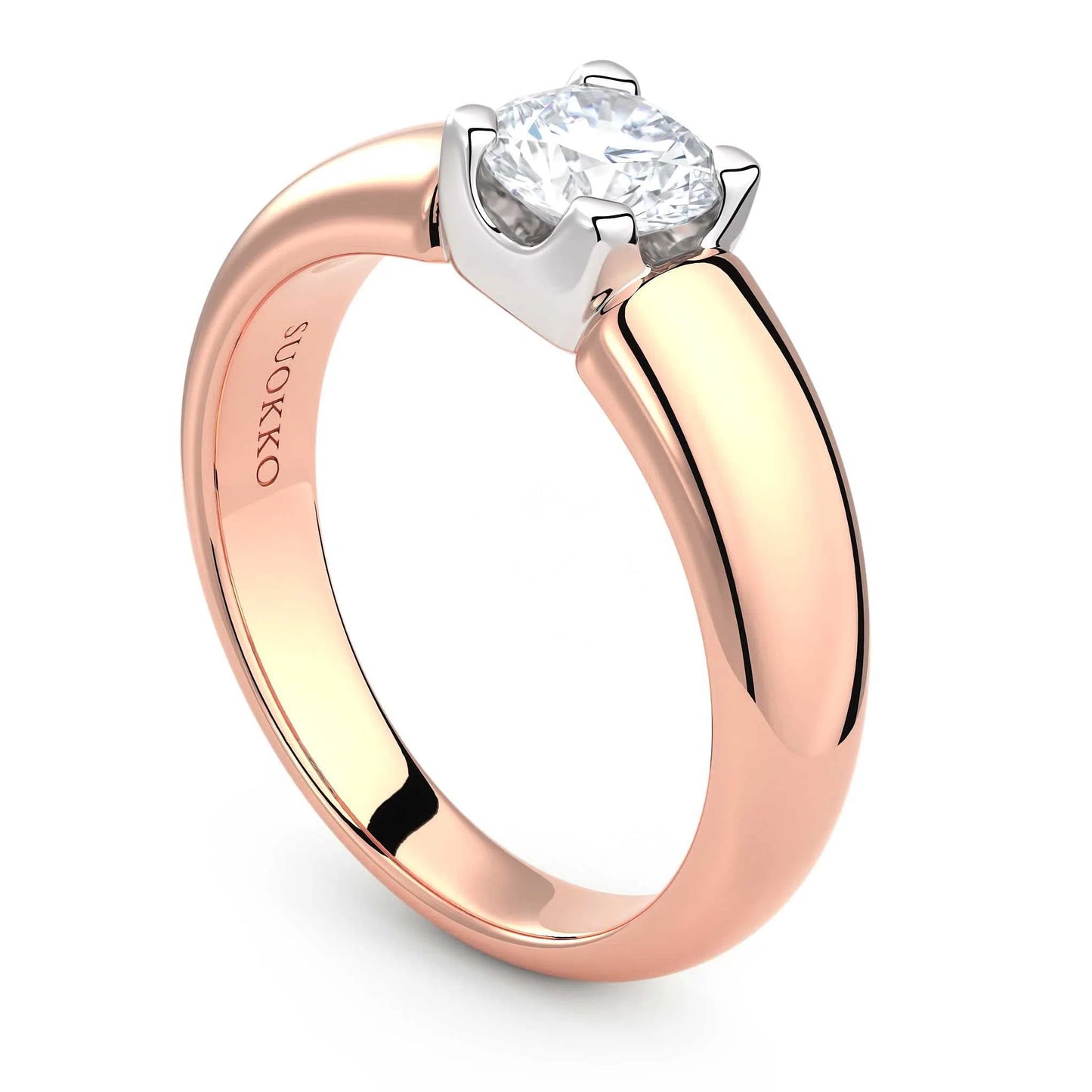 Suokko Timanttikorut -timanttisormus rosakultaa, jossa istutettuna yksi timantti. Tuotekoodi KR09165BR60