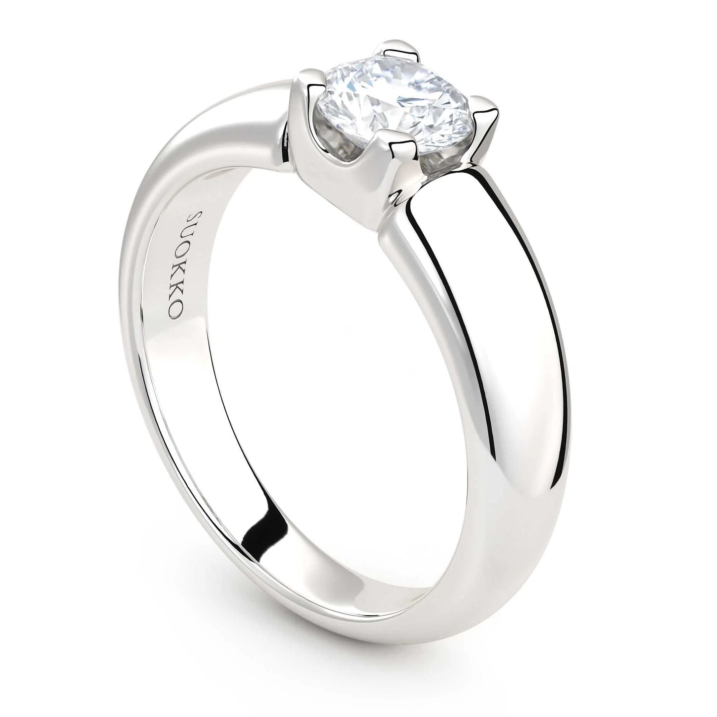 Suokko Timanttikorut -timanttisormus valkokultaa, jossa istutettuna yksi timantti. Tuotekoodi KR09165BR60