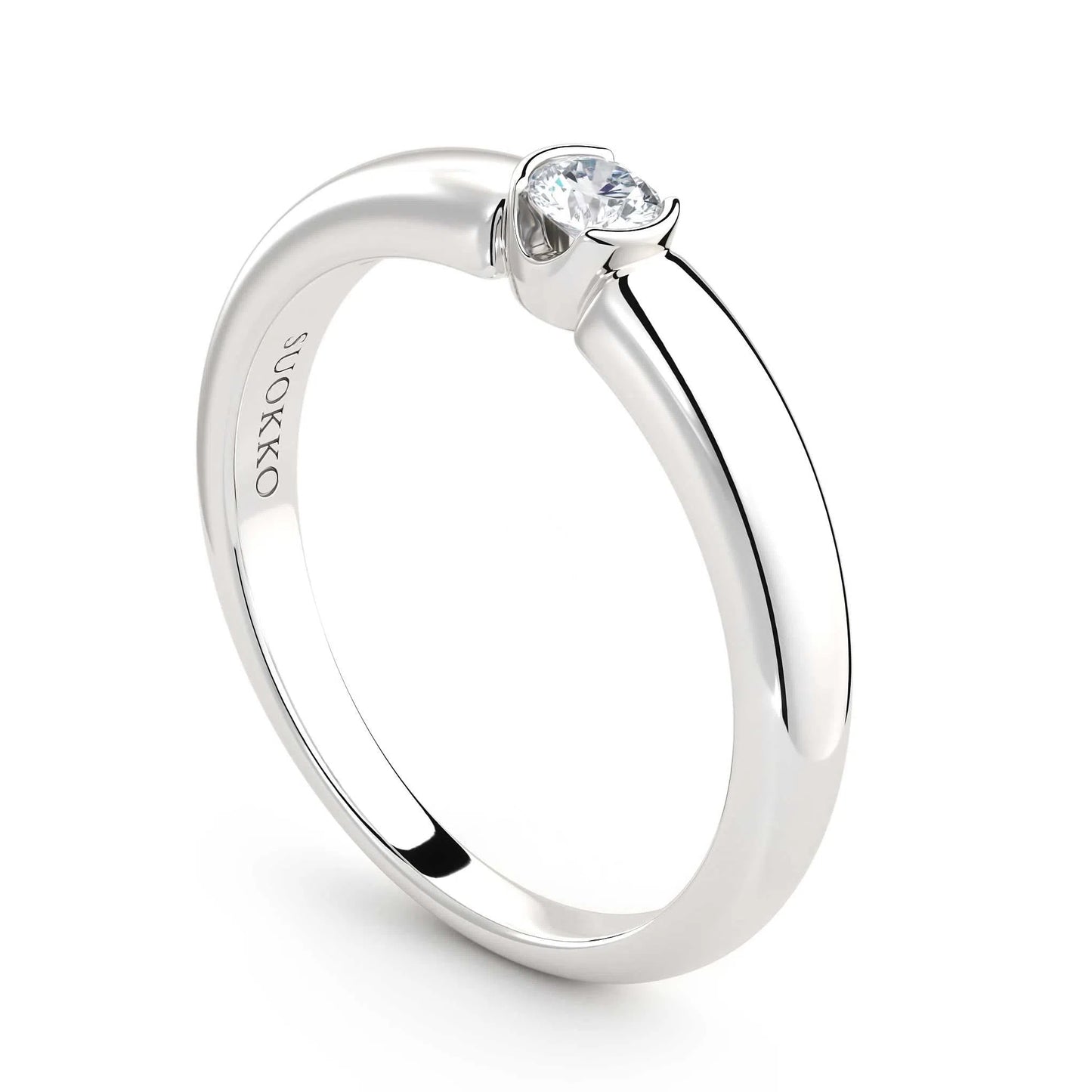 Suokko Timanttikorut -timanttisormus valkokultaa, jossa istutettuna yksi timantti. Tuotekoodi KR09166BR10