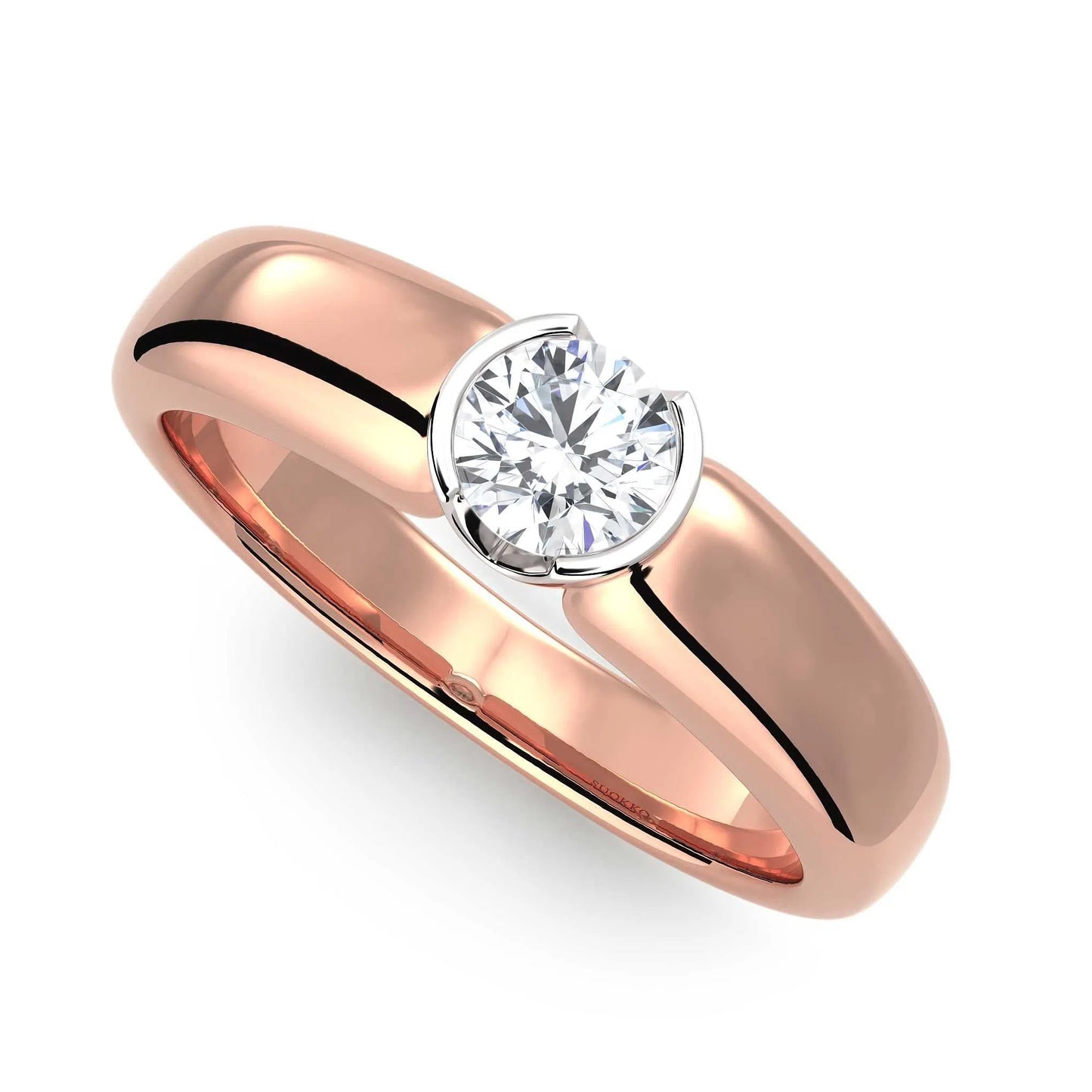Suokko Timanttikorut -timanttisormus rosakultaa, jossa istutettuna yksi timantti. Tuotekoodi KR09166BR33