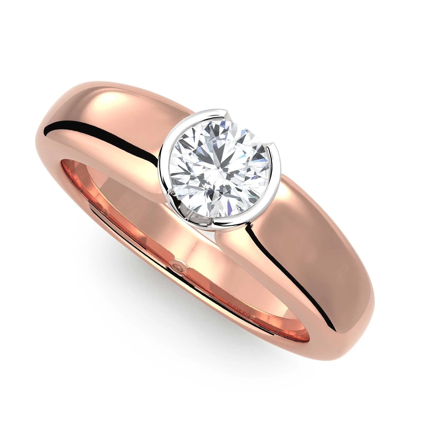 Suokko Timanttikorut -timanttisormus rosakultaa, jossa istutettuna yksi timantti. Tuotekoodi KR09166BR45