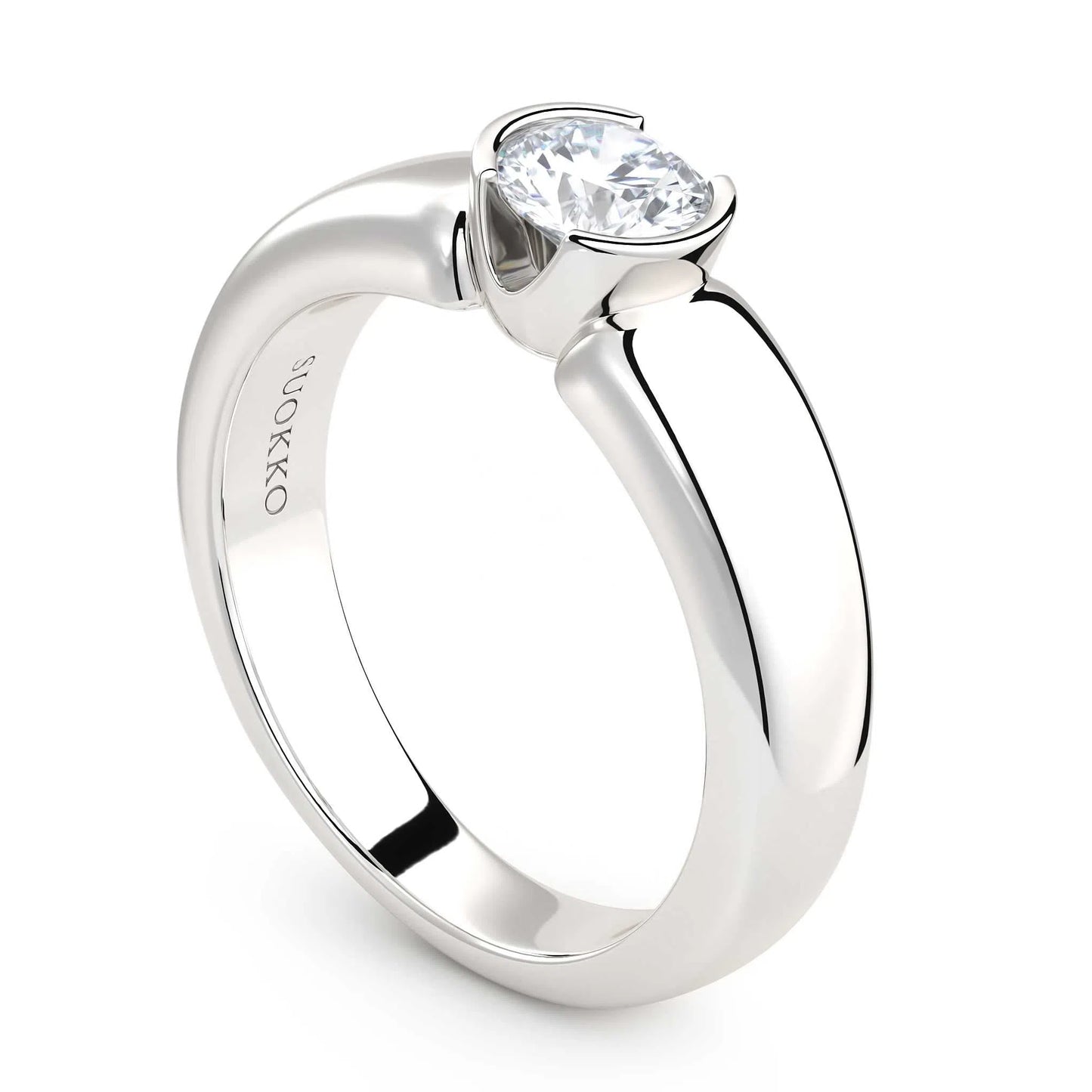 Suokko Timanttikorut -timanttisormus valkokultaa, jossa istutettuna yksi timantti. Tuotekoodi KR09166BR45