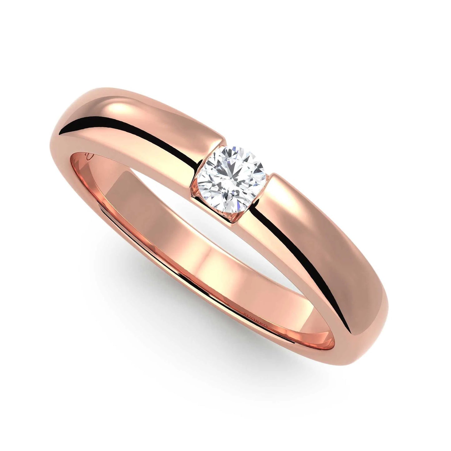 Suokko Timanttikorut -timanttisormus rosakultaa, jossa istutettuna yksi timantti. Tuotekoodi KR09167BR15A