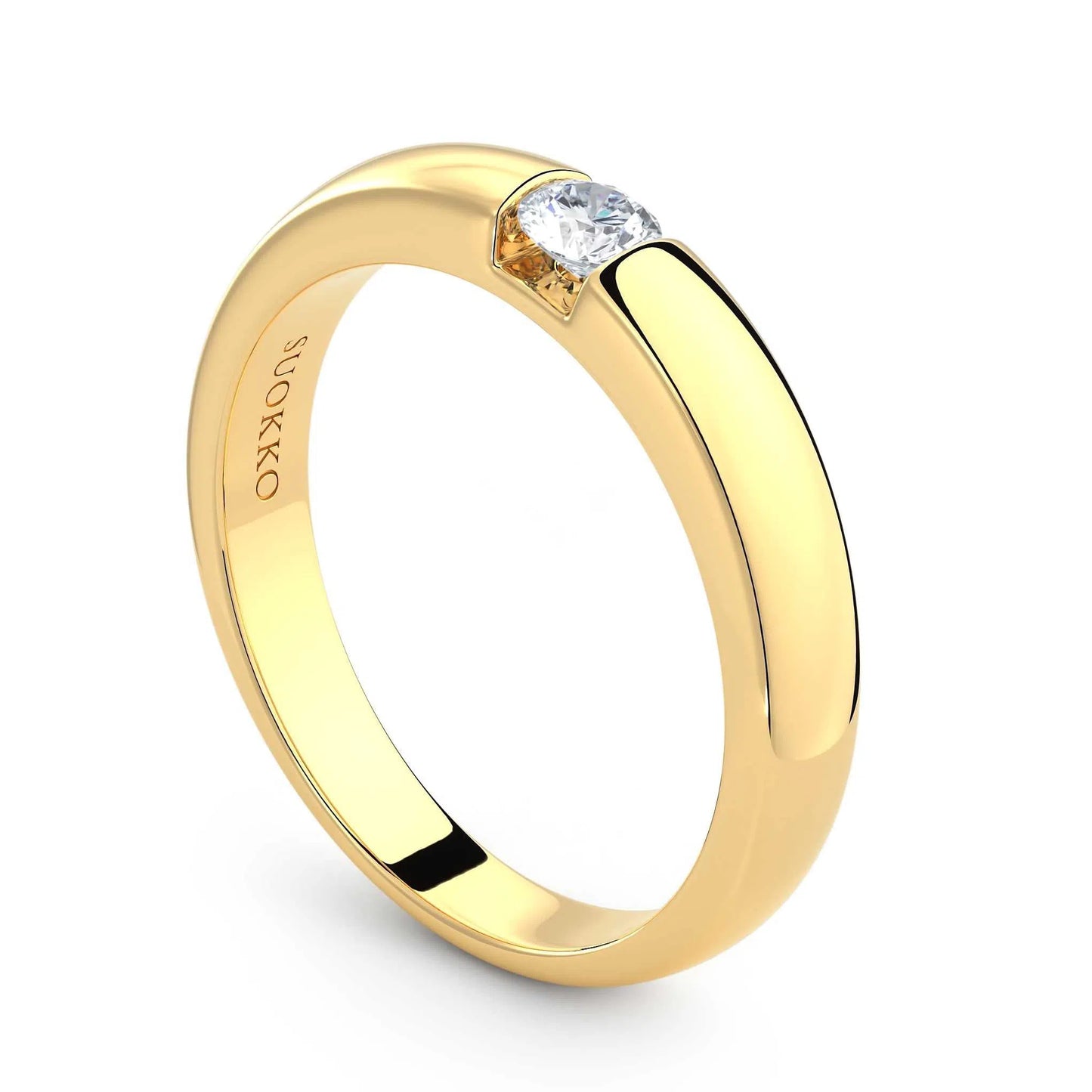 Suokko Timanttikorut -timanttisormus keltakultaa, jossa istutettuna yksi timantti. Tuotekoodi KR09167BR15A