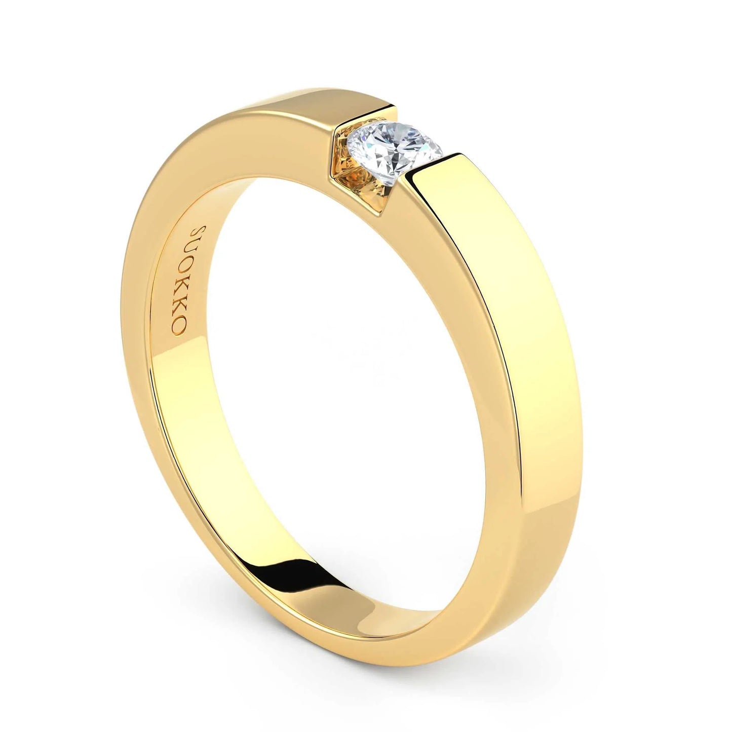 Suokko Timanttikorut -timanttisormus keltakultaa, jossa istutettuna yksi timantti. Tuotekoodi KR09167BR15