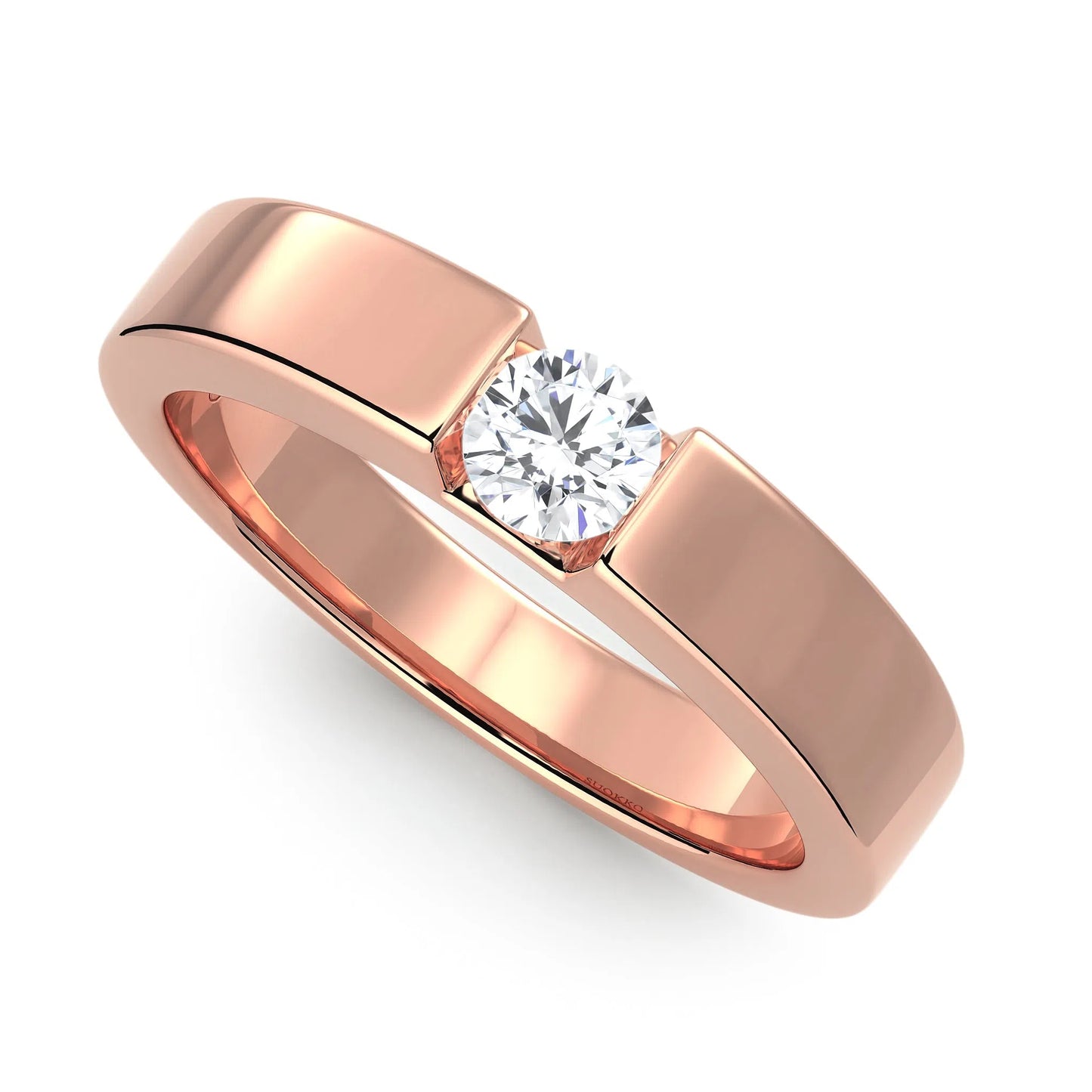 Suokko Timanttikorut -timanttisormus rosakultaa, jossa istutettuna yksi timantti. Tuotekoodi KR09167BR23