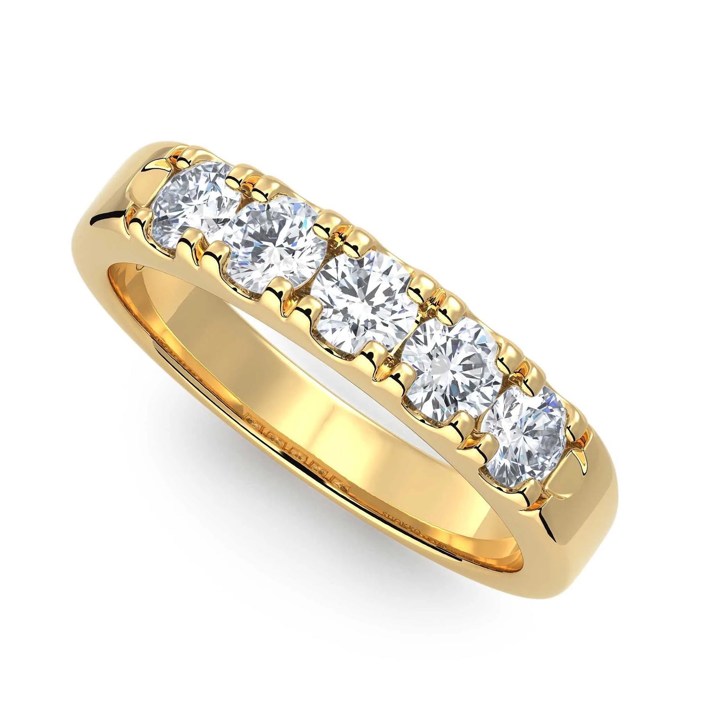 Suokko Timanttikorut -timanttisormus keltakultaa, jossa istutettuna 5 timanttia. Tuotekoodi KR09173