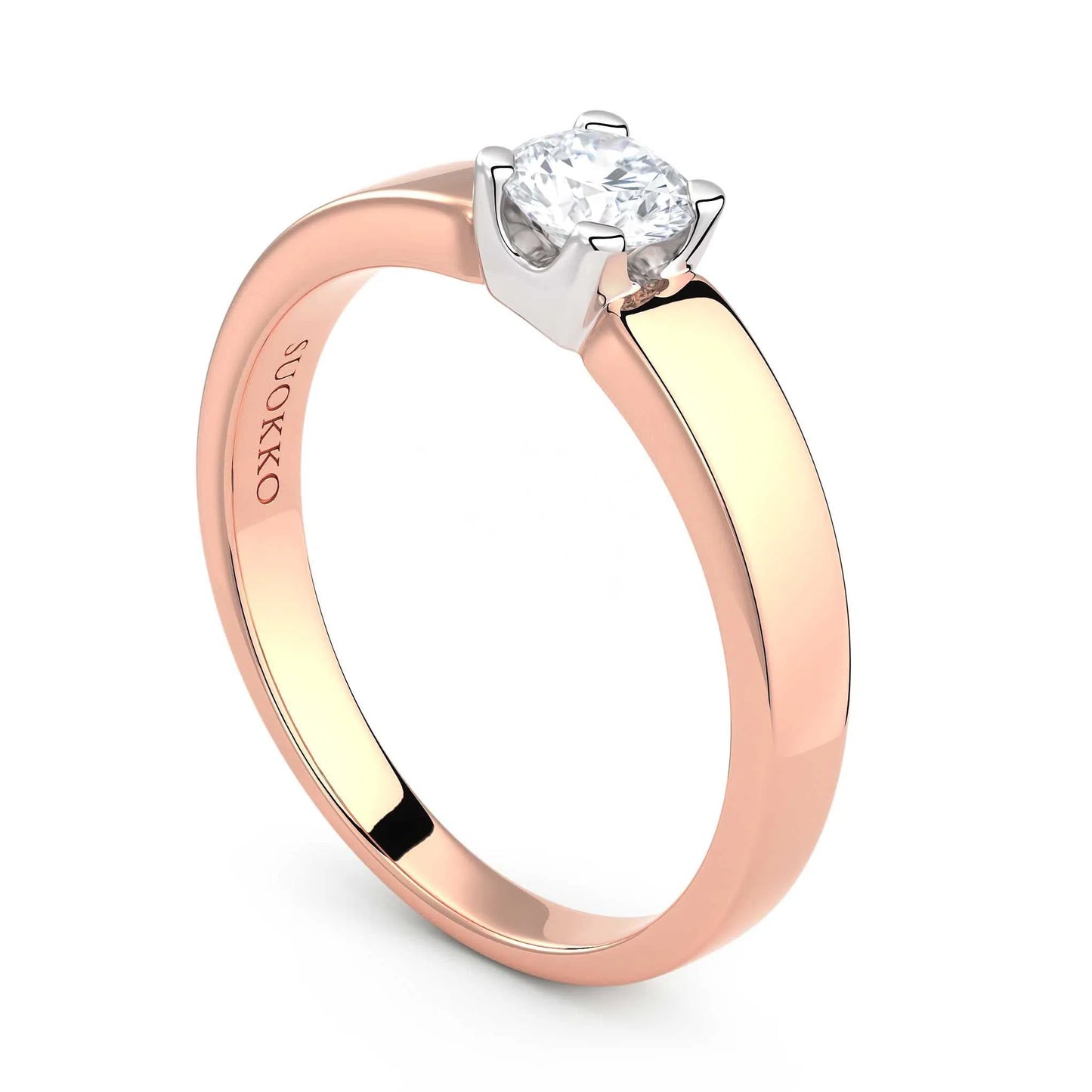 Suokko Timanttikorut -timanttisormus rosakultaa, jossa istutettuna yksi timantti. Tuotekoodi KR09175BR27